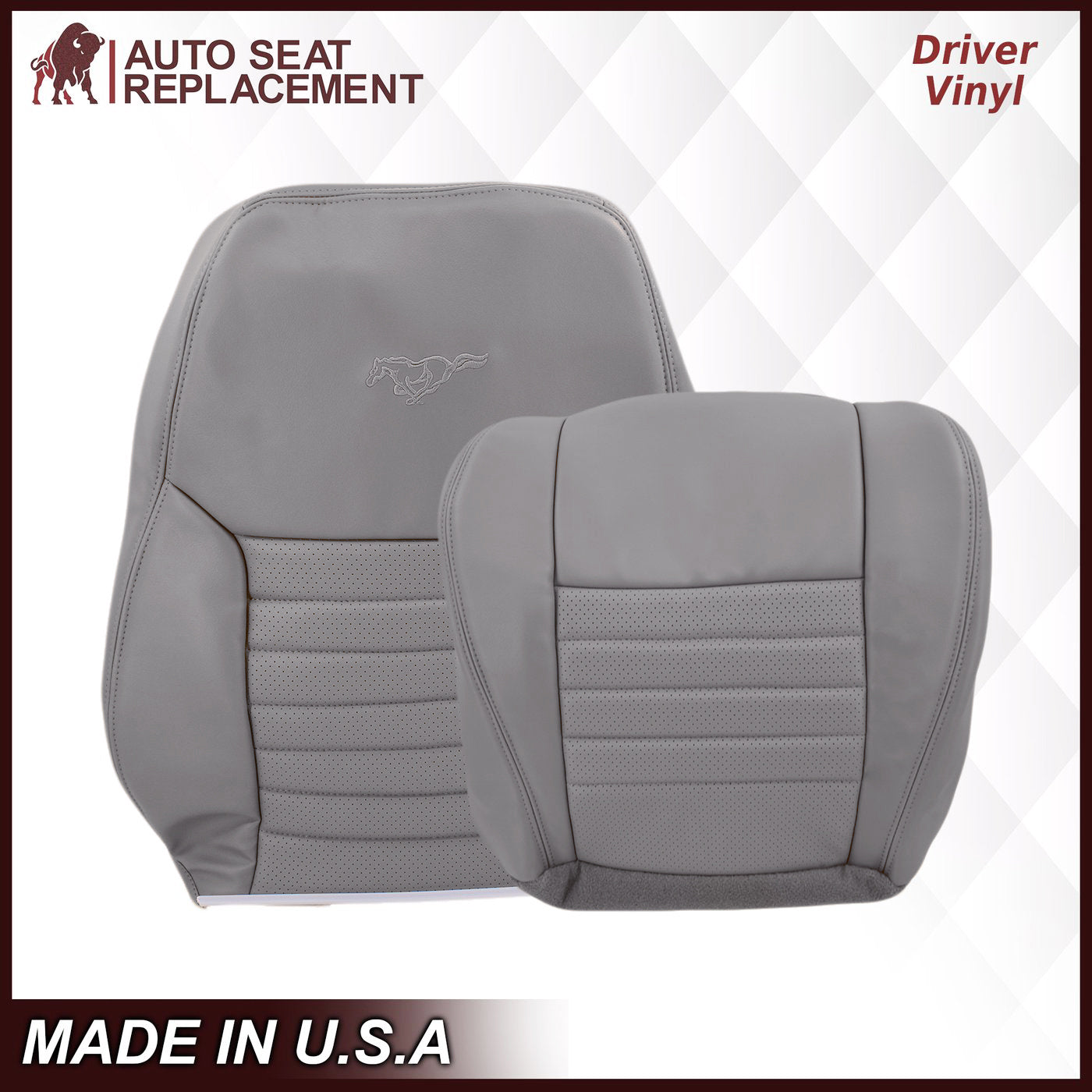 1999-2004 Ford Mustang GT Convertible Perforated Seat Covers - Medium Graphite Gray | Custom Fit Leather Replacement | Perfect for Road Trips & Car Shows