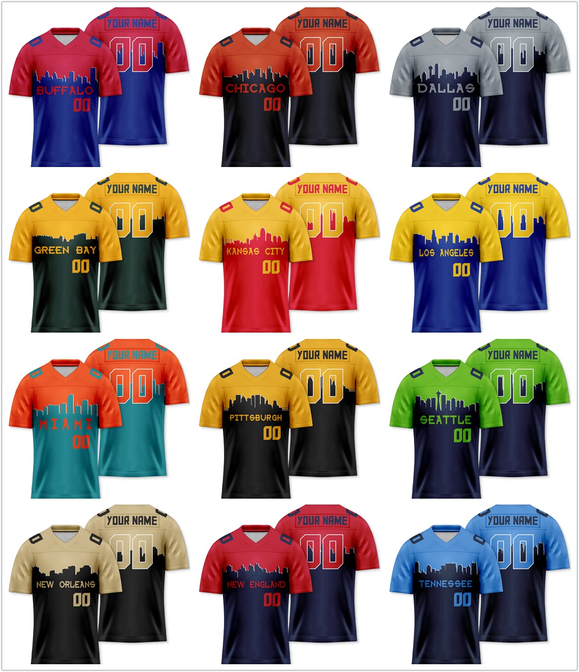 Custom Personalized Football City Jersey Shirt for Men, Women & Youth - Add Your Name & Number (Sizes S-5XL) - Perfect for Games, Gifts & Fan Support
