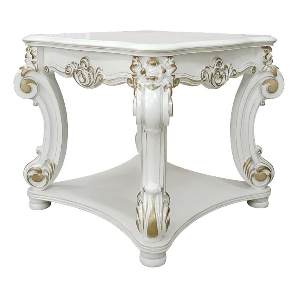 Acme Furniture Square End Table - Antique Pearl Finish Side Table for Living Room, Bedroom & Office | Modern Home Decor Accent Table