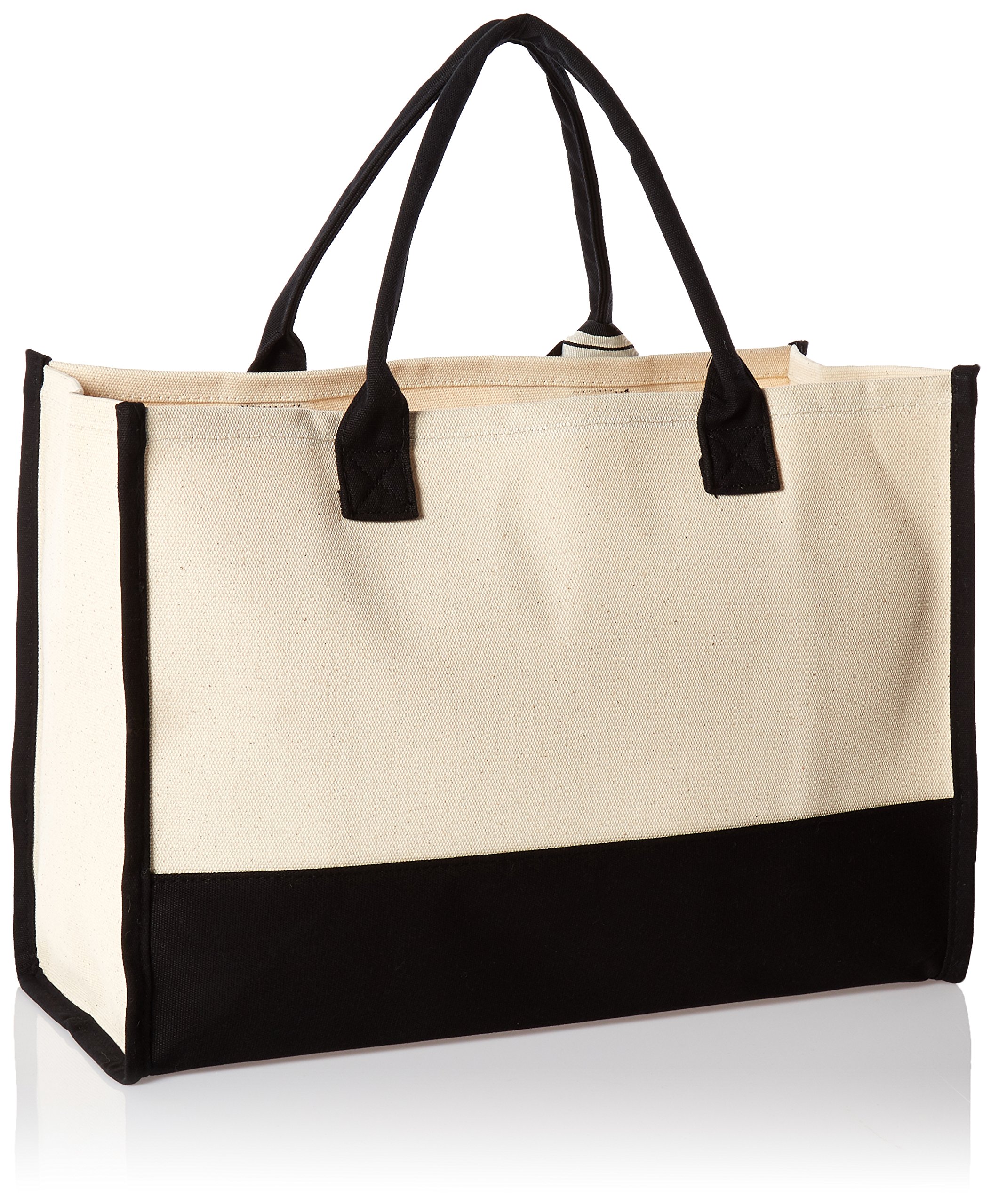 Mud Pie Cotton Canvas Tote Bag - Black & White Initial (17x19
