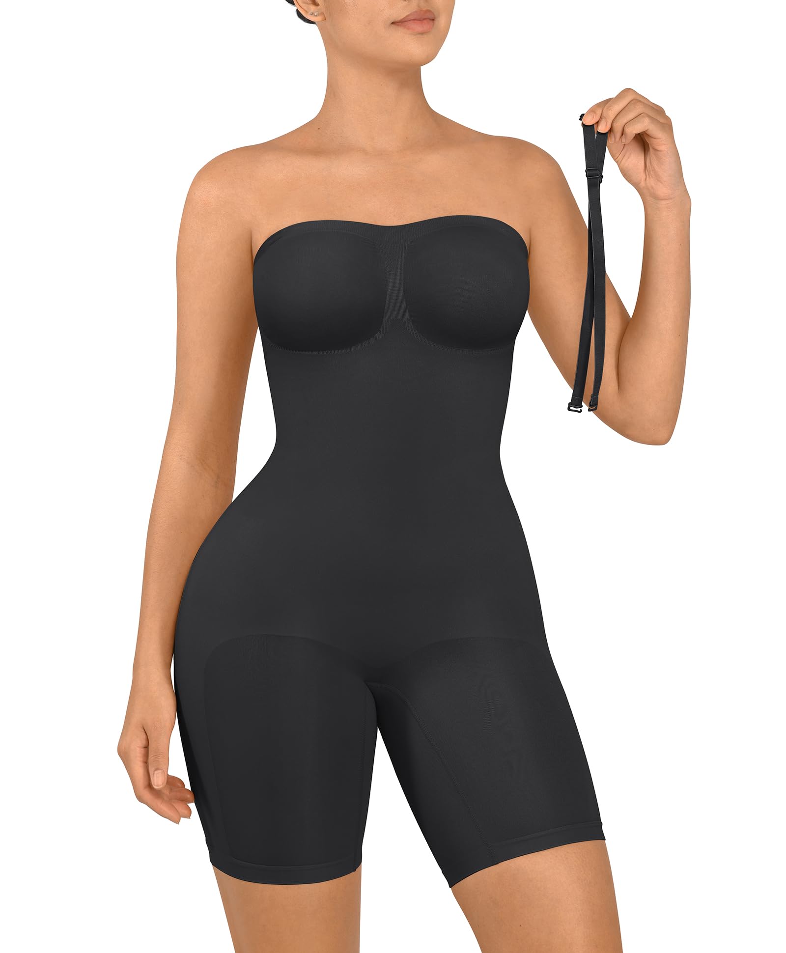 FeelinGirl Women's Tummy Control Shapewear Bodysuit - Strapless & Seamless Body Shaper with Removable Straps | Perfect for Wedding, Evening Dresses & Special Occasions