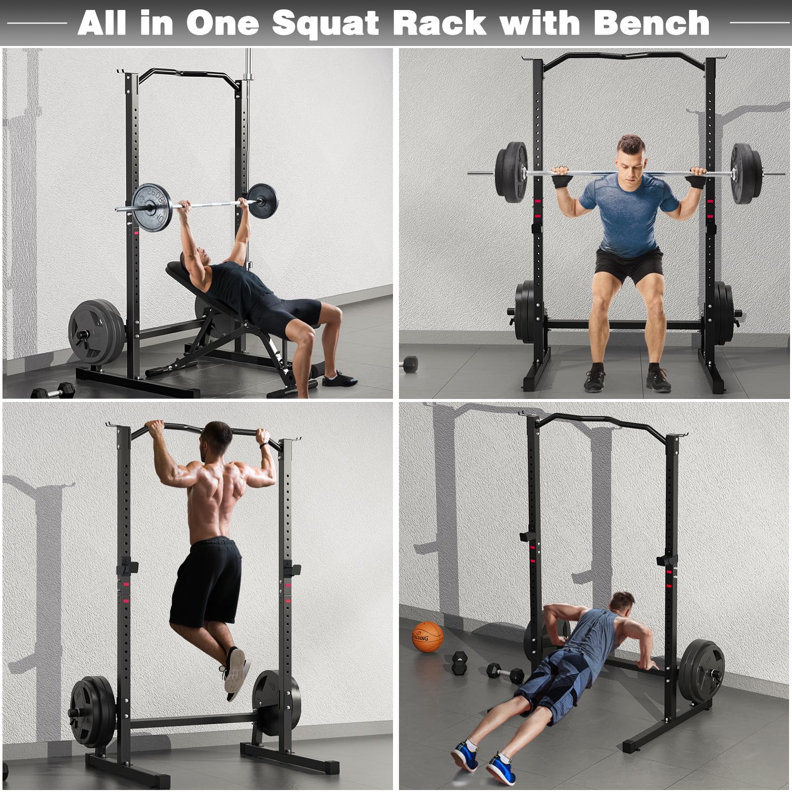 Adjustable Olympic Weight Bench with Squat Rack - Heavy Duty Workout Bench for Strength Training, Bench Press & Home Gym - Perfect for Home Workouts, Weightlifting & Full-Body Exercises