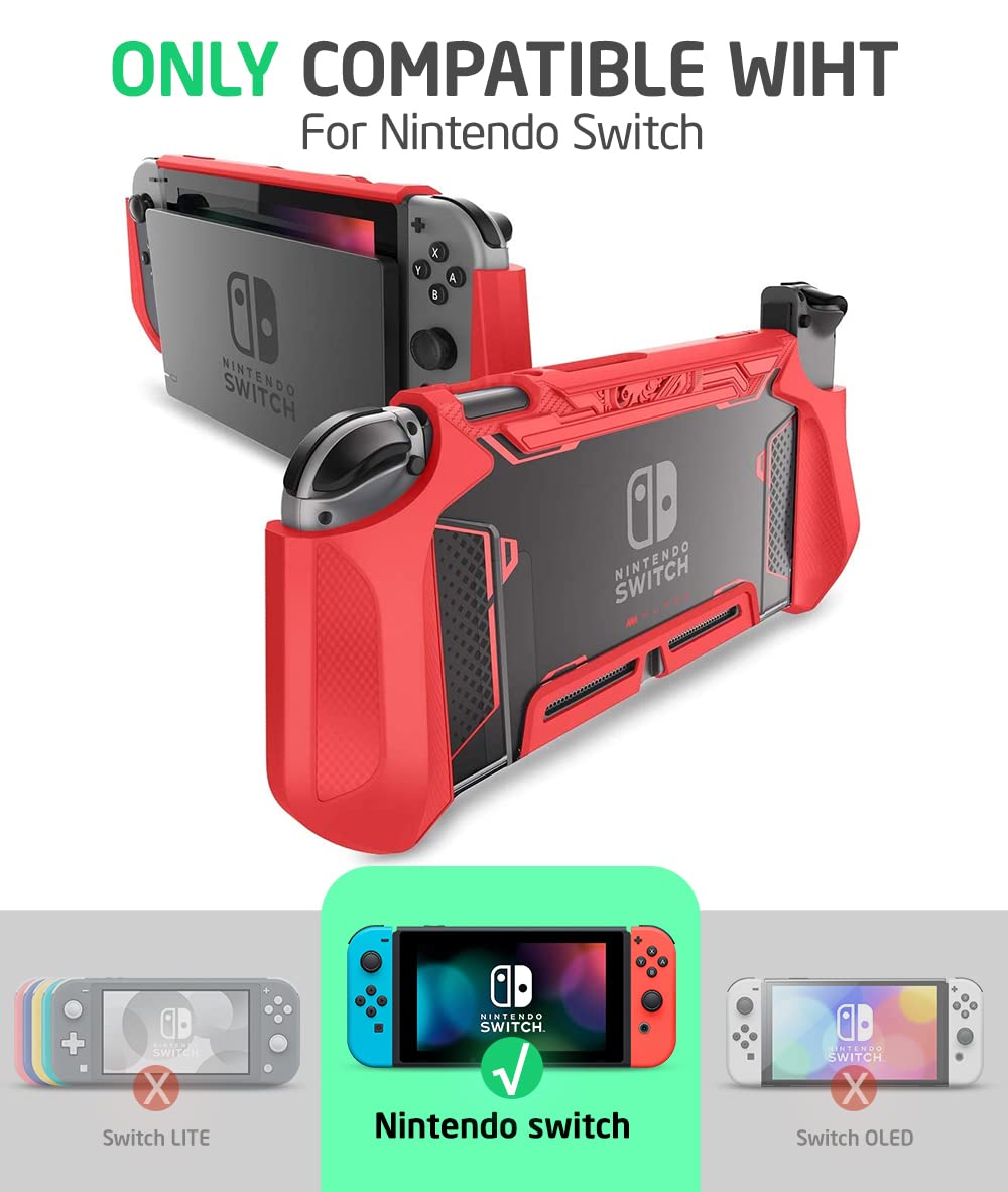 Mumba Protective Case for Nintendo Switch [Blade] - Ergonomic TPU Grip Cover Compatible with Nintendo Switch Console & Joy-Con Controllers (Red) - Perfect for Gaming, Travel, and Handheld Play