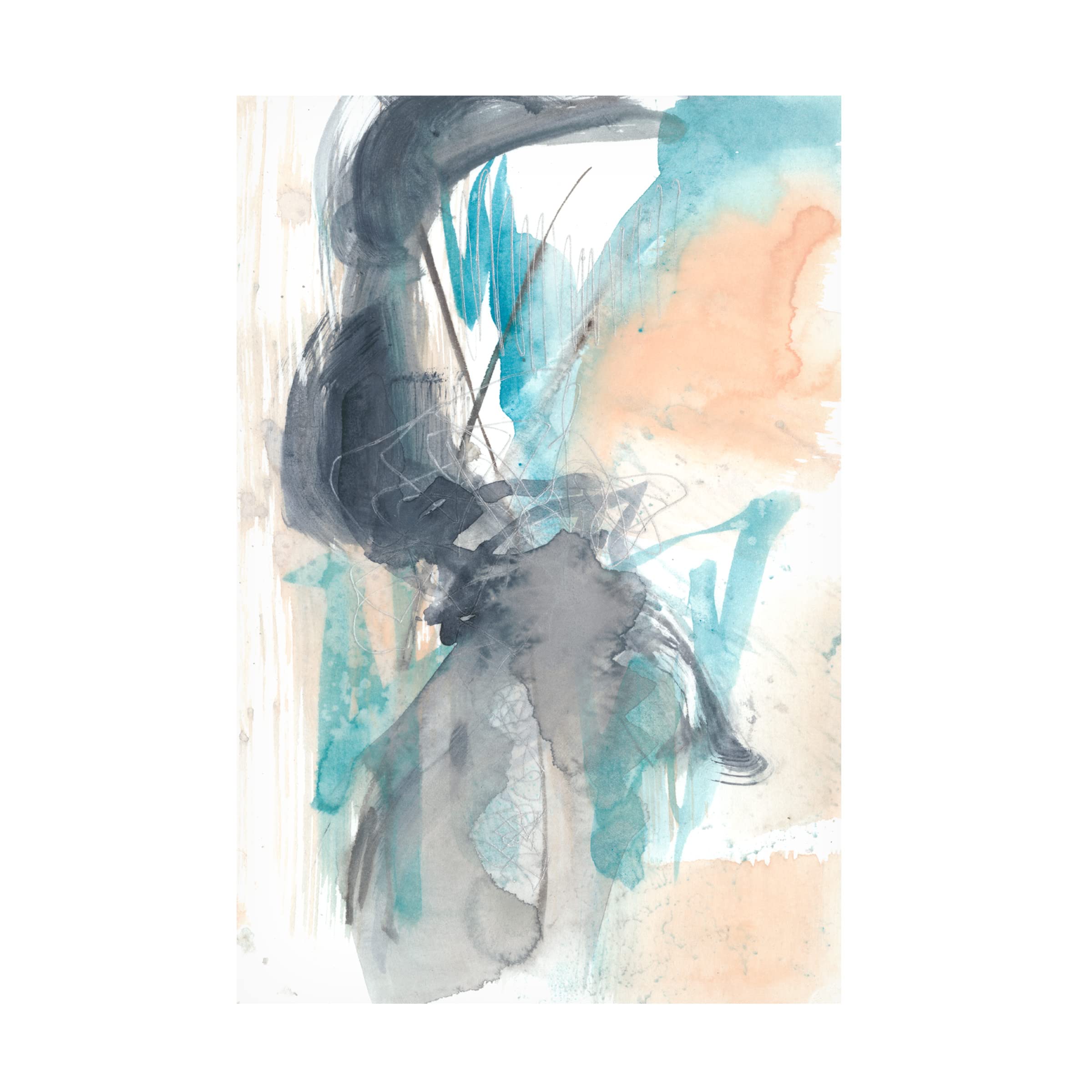 Trademark Fine Art 'Scribble and Splash II' Abstract Canvas Painting by Jennifer Goldberger - Modern Wall Art for Living Room, Bedroom & Office Decor