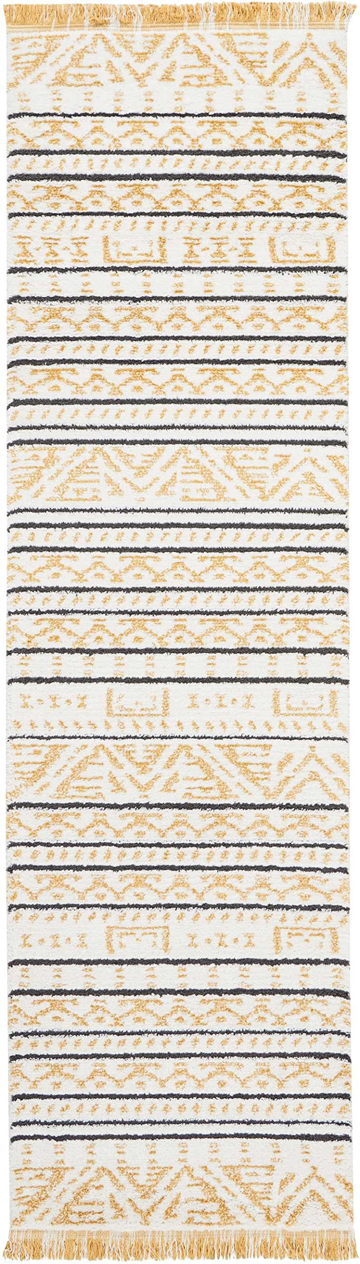 Nourison Kamala Moroccan Yellow 2'2'' x 7'6'' Area Rug - Easy Cleaning, Non-Shedding, Stain Resistant for Bedroom, Living Room, Dining Room & Kitchen | Perfect for High Traffic Areas & Cozy Home Decor (2x7)
