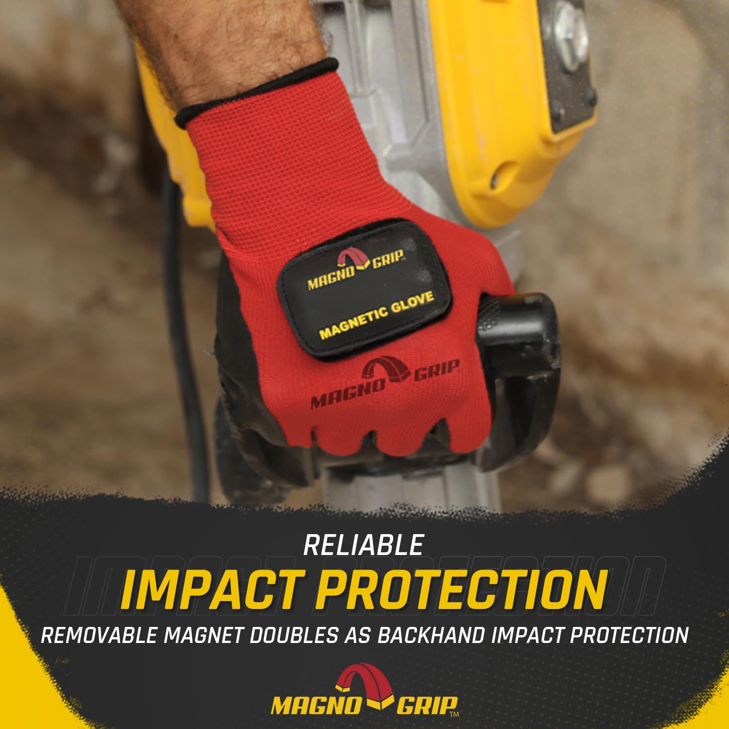 MagnoGrip 2-Pair Nitrile Coated Work Gloves with Magnetic Storage - Touchscreen Compatible Safety Gloves for Mechanics, Construction & DIY | Impact Protection & Secure Grip | Perfect for Auto Repair, Woodworking & Heavy Duty Projects (Large)
