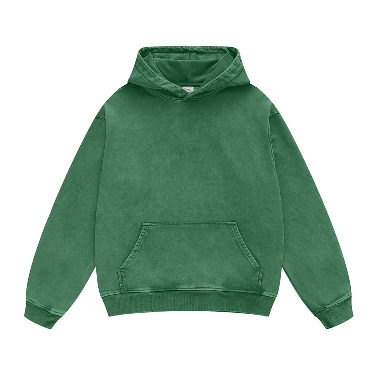 Vintage Oversized Denim Pullover Hoodie for Men - Distressed Acid Wash Sweatshirt | Casual Streetwear & Loungewear for Everyday Comfort