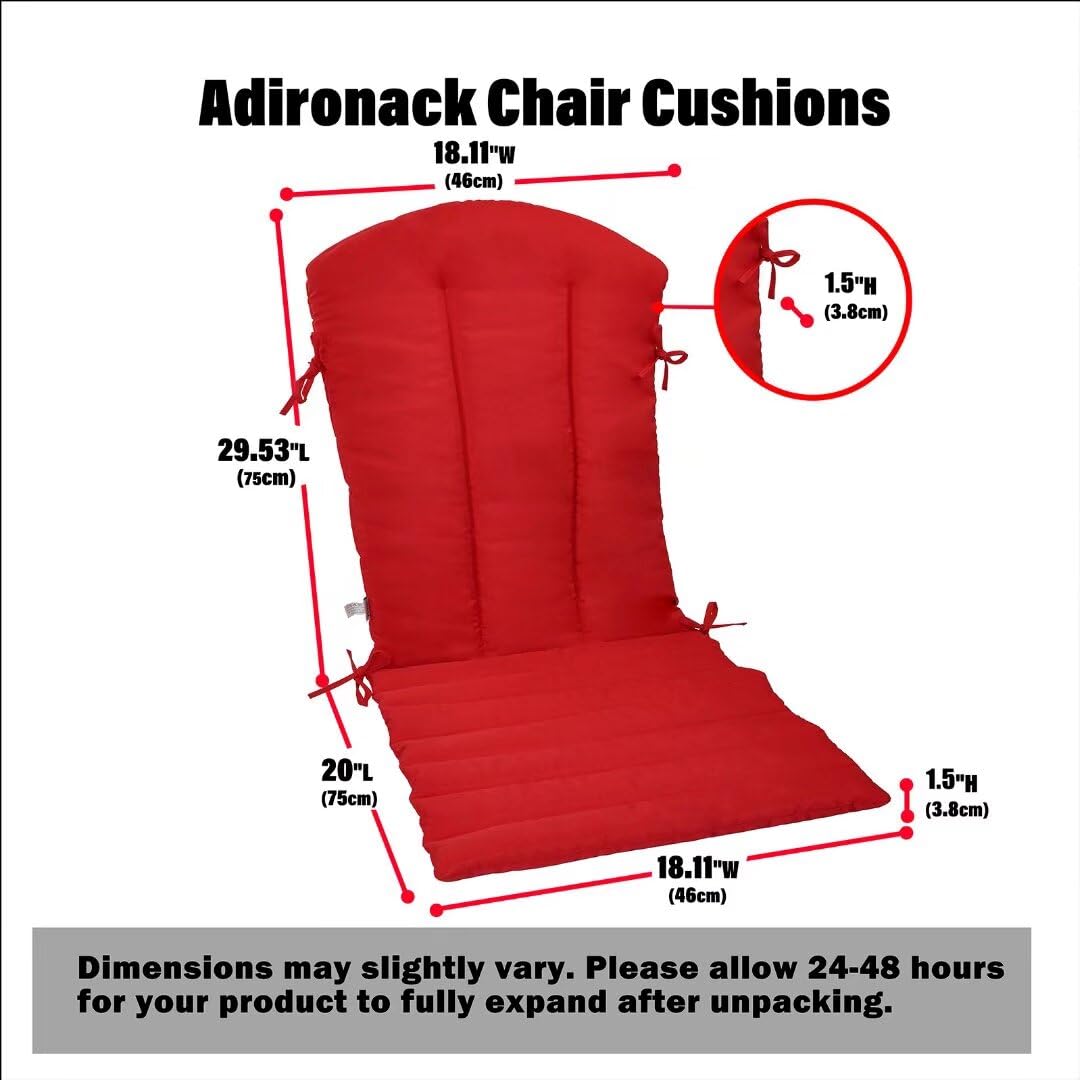 Premium Indoor/Outdoor Adirondack Chair Cushions Set of 4 - Waterproof, UV Resistant Red Patio Seat Cushions - Perfect for Deck, Garden, Poolside & Backyard Relaxation