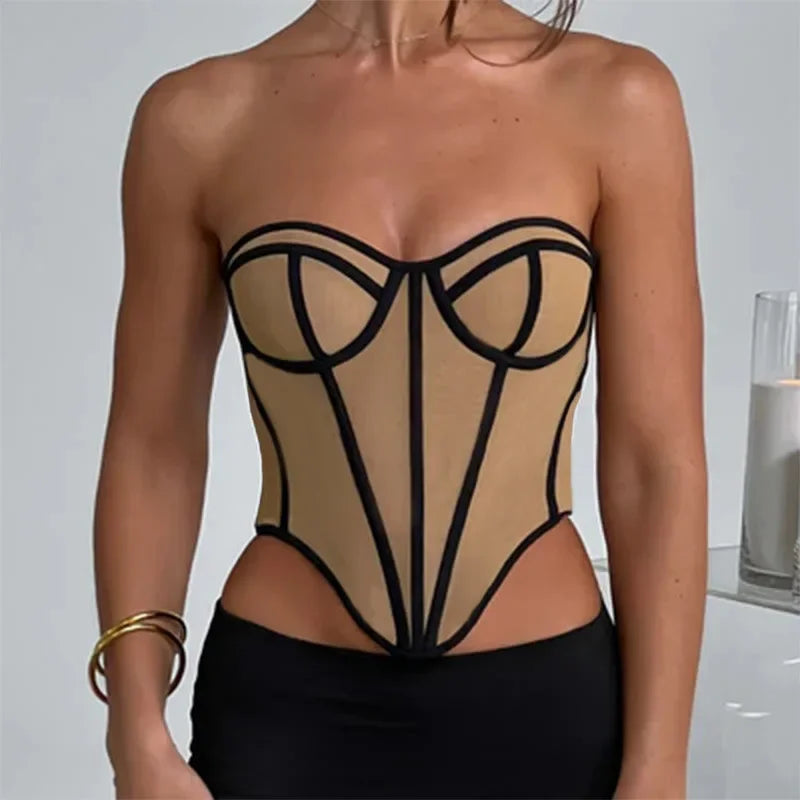 Sexy Backless Corset Top for Women - Sleeveless Bustier Crop Top for Summer, Club & Party Wear | Slim Fit Corset Tops for Night Out, Date Night & Special Occasions