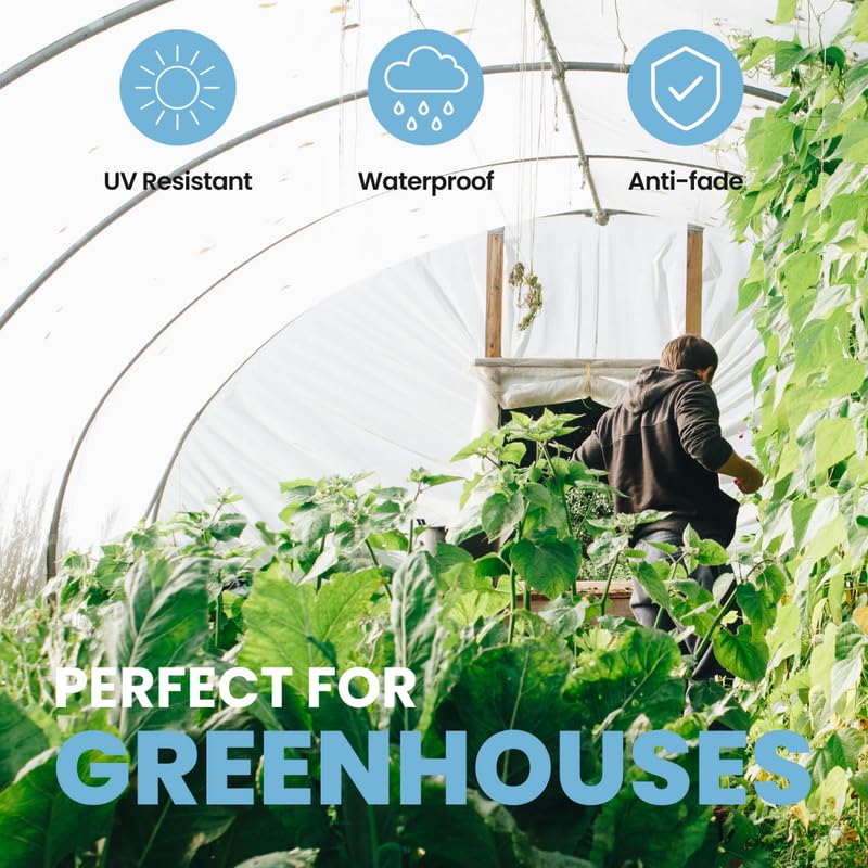 16 Mil Heavy Duty Clear Poly Tarp with Fiber Reinforcement - UV Resistant, Tear Proof, Flexible & Reinforced Corners (16x20 ft) - Perfect for Outdoor Covers, Construction Sites, Camping & Equipment Protection