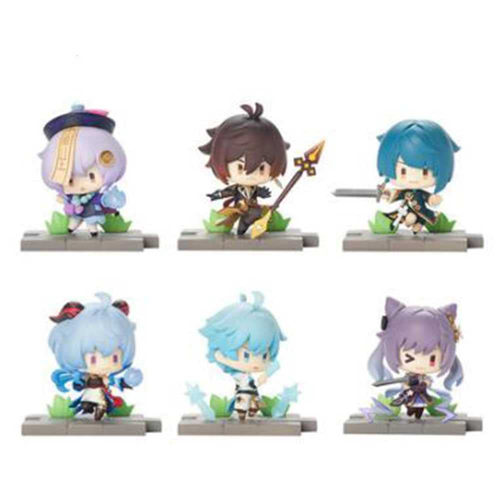 Genshin Impact Q Version Anime Figures Set - 6PCS Cute Collectible Action Figures for Desk Display | Perfect Gift for Game Fans & Anime Lovers | Great for Home Office Decor, Gaming Room Collection, and Birthday Presents
