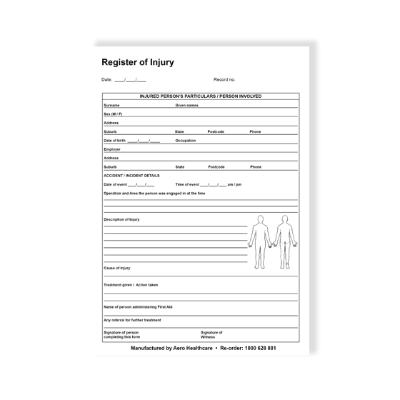 Duplicate Copy Injury Register Pad - Workplace Accident & Incident Report Book for OSHA Compliance | Ideal for Hospitals, Construction Sites & Safety Inspections