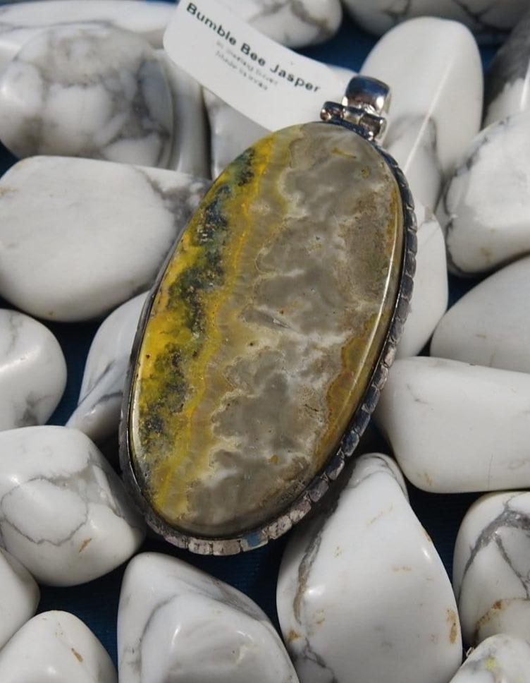 Bumblebee Jasper Sterling Silver Pendant Necklace - Oval Gemstone Jewelry for Women | Perfect for Gifts, Meditation & Spiritual Healing
