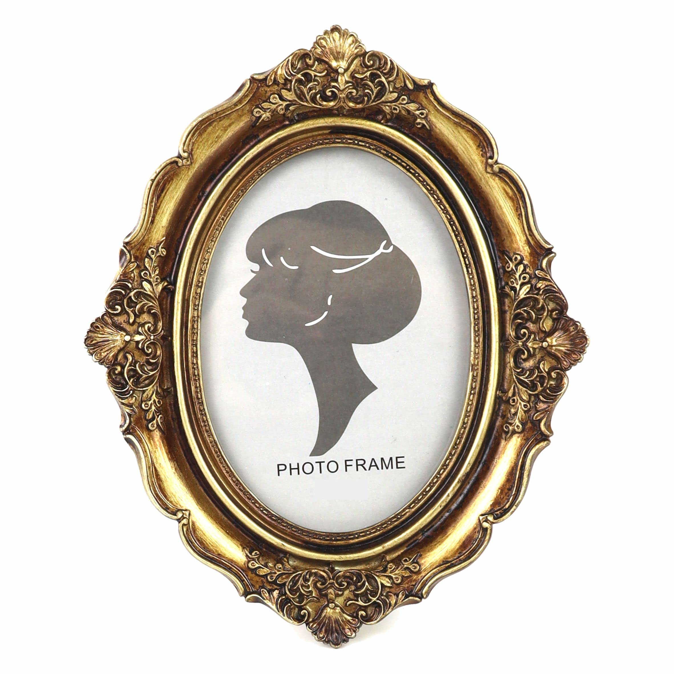 Vintage 4x6 Picture Frame with Glass Front - Antique Gold Oval Photo Frame for Wall or Tabletop Display - Perfect for Home Decor, Wedding Photos, and Family Memories