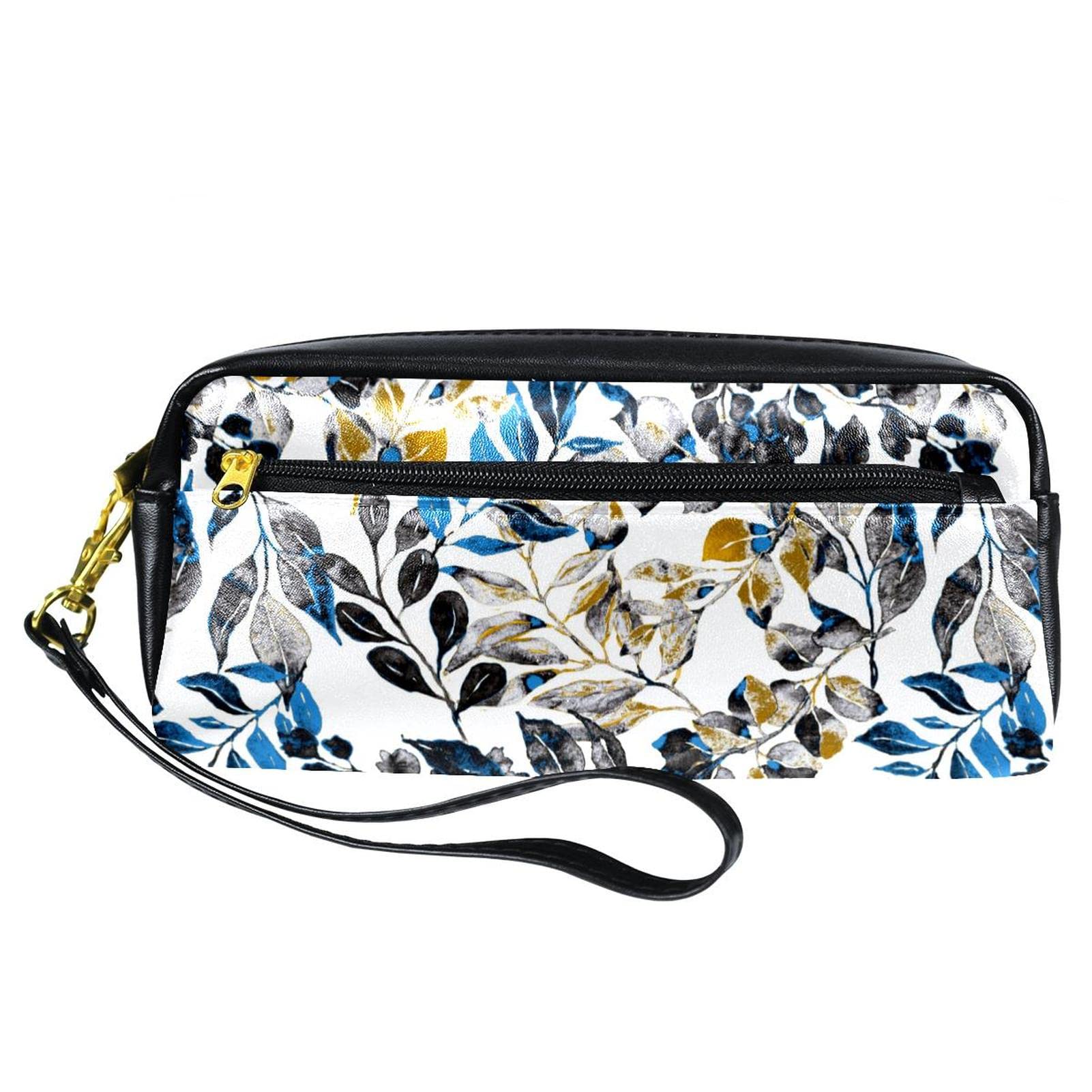 Waterproof Pencil Case with Watercolor Leaves Design - Portable Pen Pouch Organizer for School, Office & Travel | Perfect for Students, Artists & Professionals