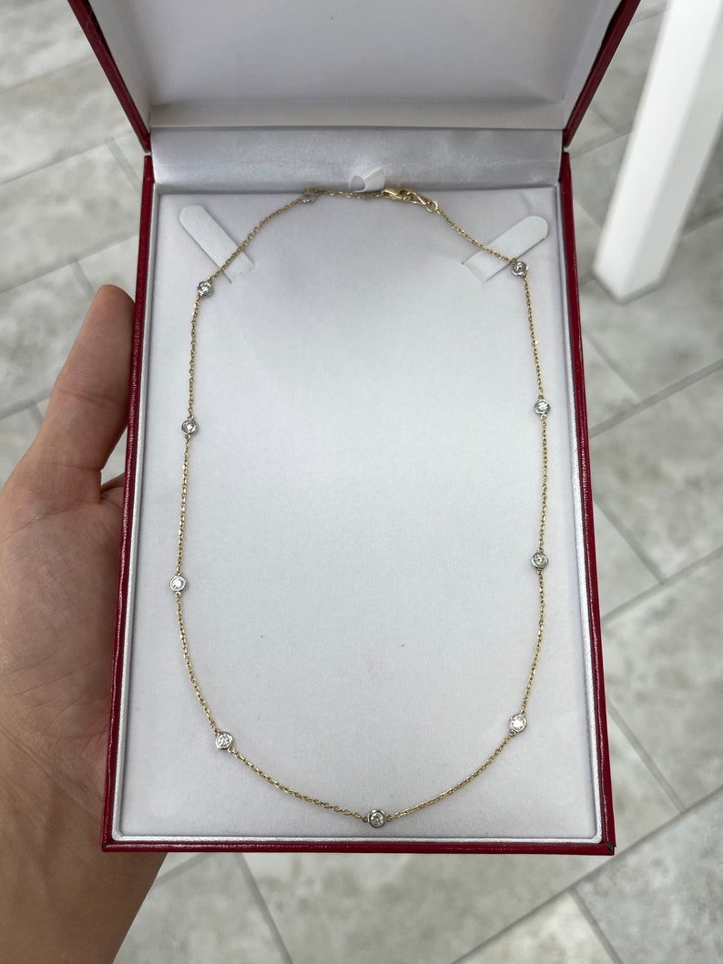 14K Two-Tone Gold Round Cut Diamond Necklace (1.0 TCW) - Elegant Layering Chain for Women | Perfect for Weddings, Date Nights & Special Occasions