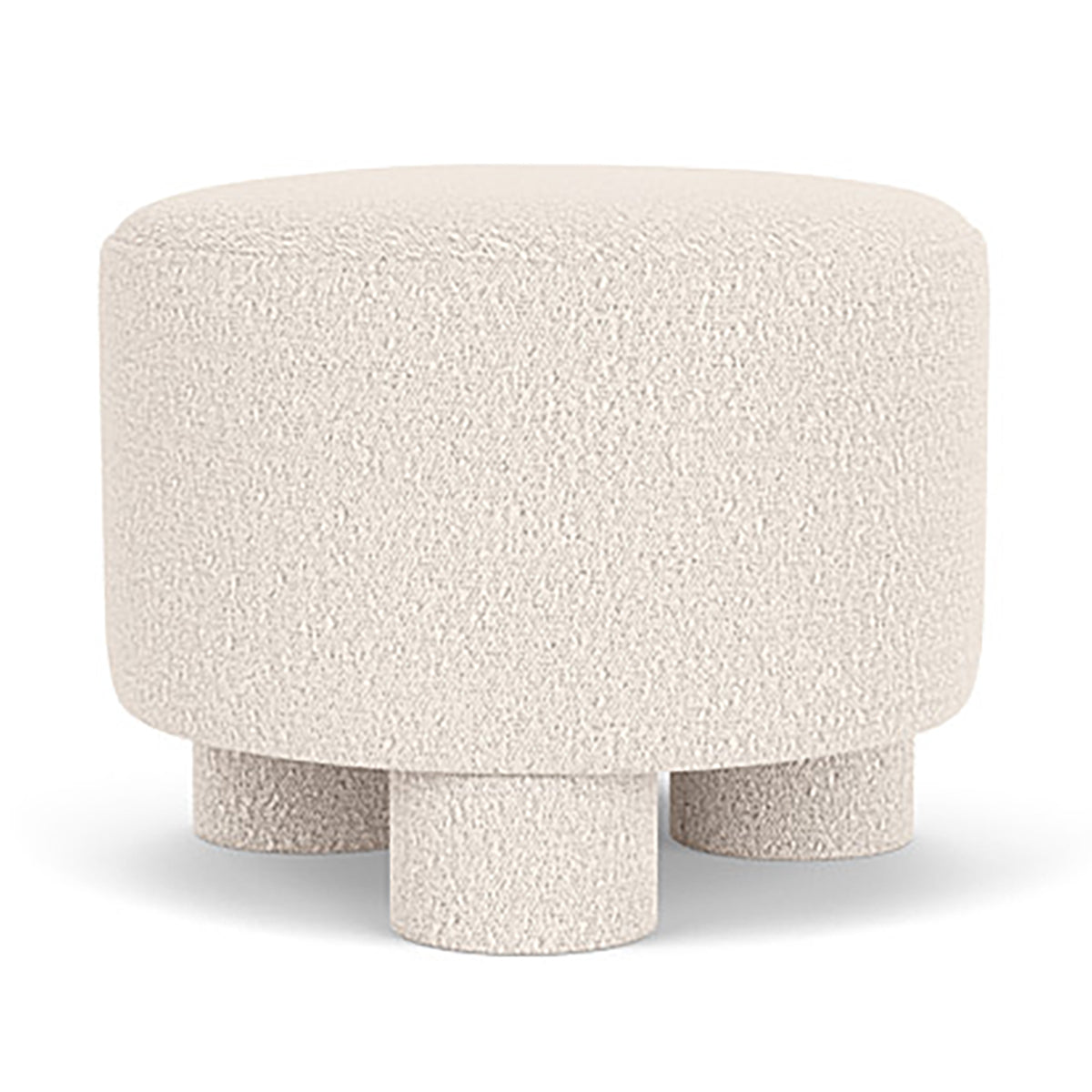 Faith Boucle Ottoman - Modern Round Storage Footrest Stool with Removable Cushion for Living Room, Bedroom & Office - Soft Upholstered Accent Furniture for Home Decor