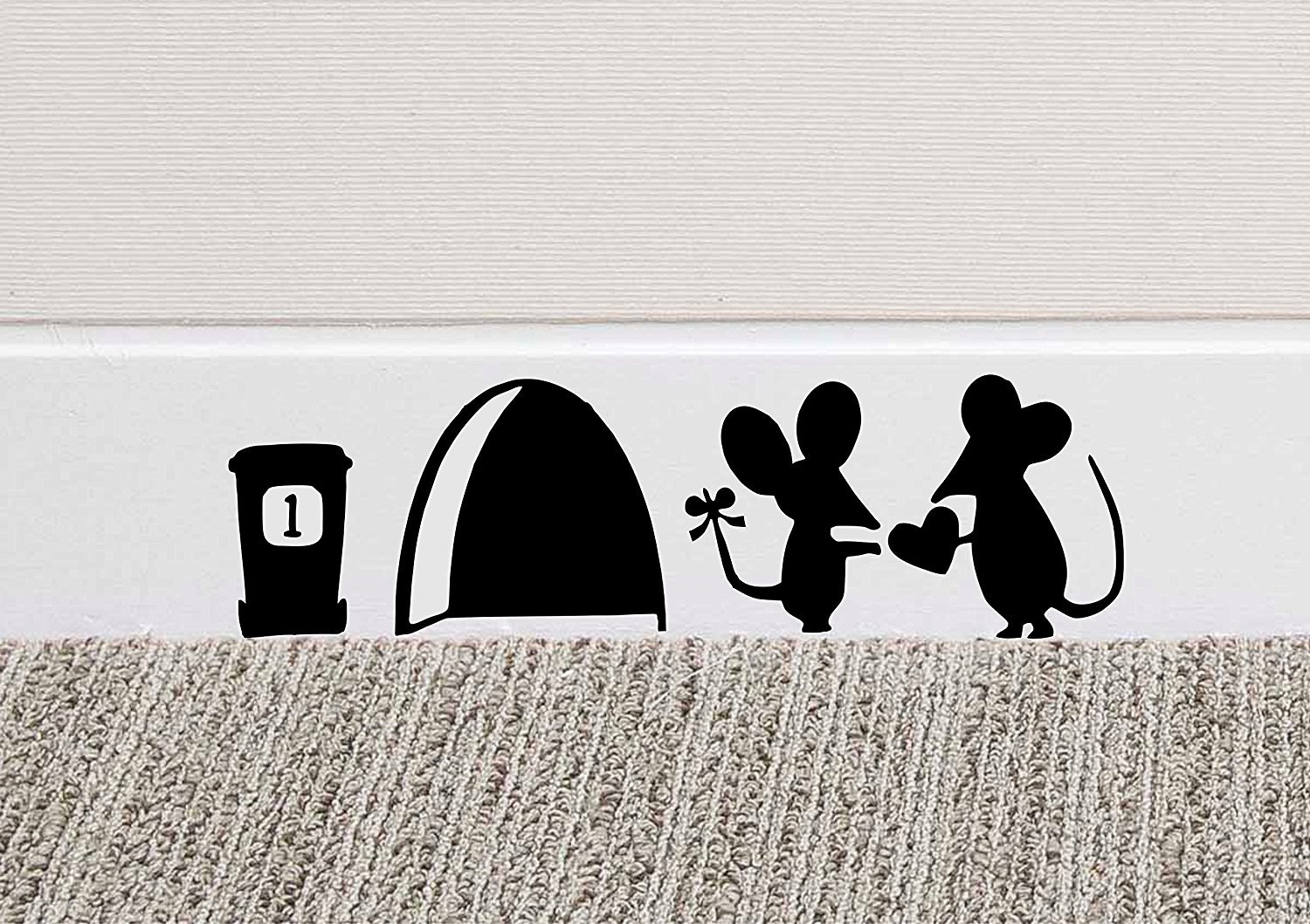 Mouse Couple Vinyl Wall Decal Stickers - Peel & Stick Home Decor for Living Room, Bedroom, Nursery - Perfect for Skirting Boards, Doors & Furniture