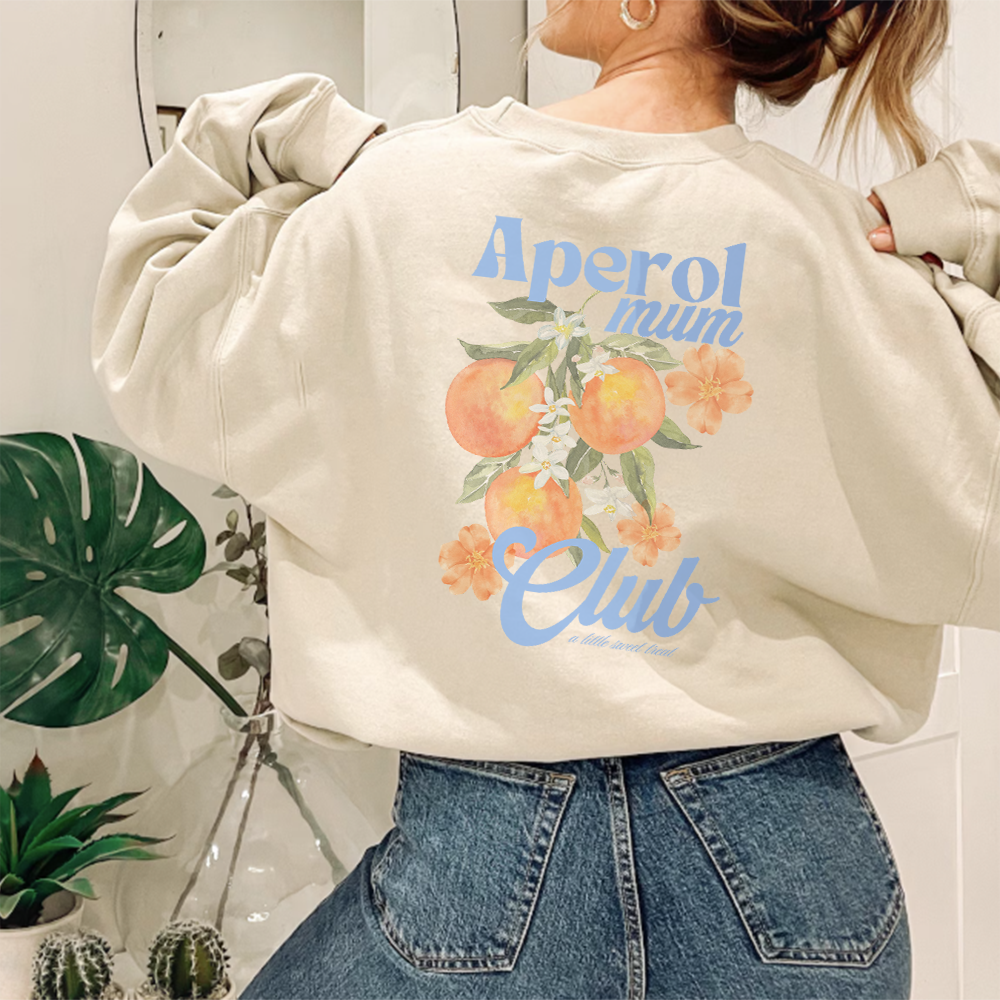 Aperol Mum Club Women's Graphic Sweatshirt - Trendy Pullover Hoodie for Casual Wear, Lounge & Outings - Perfect Gift for Moms & Women's Fashion