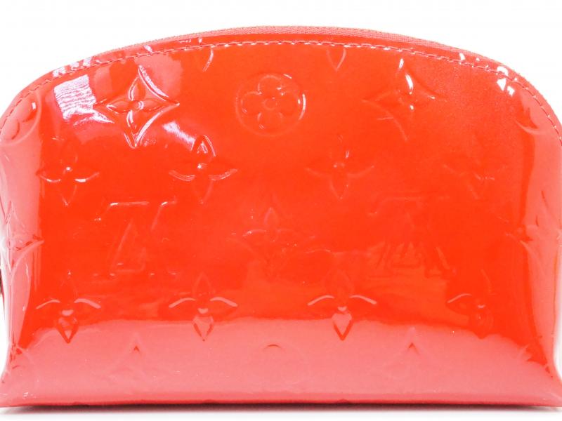 Authentic Pre-Owned Louis Vuitton Vernis Cerise Rouge Red Pochette Cosmetic Pouch Bag M90172 191925 - Vintage Luxury Makeup Bag for Women, Perfect for Travel & Evening Events