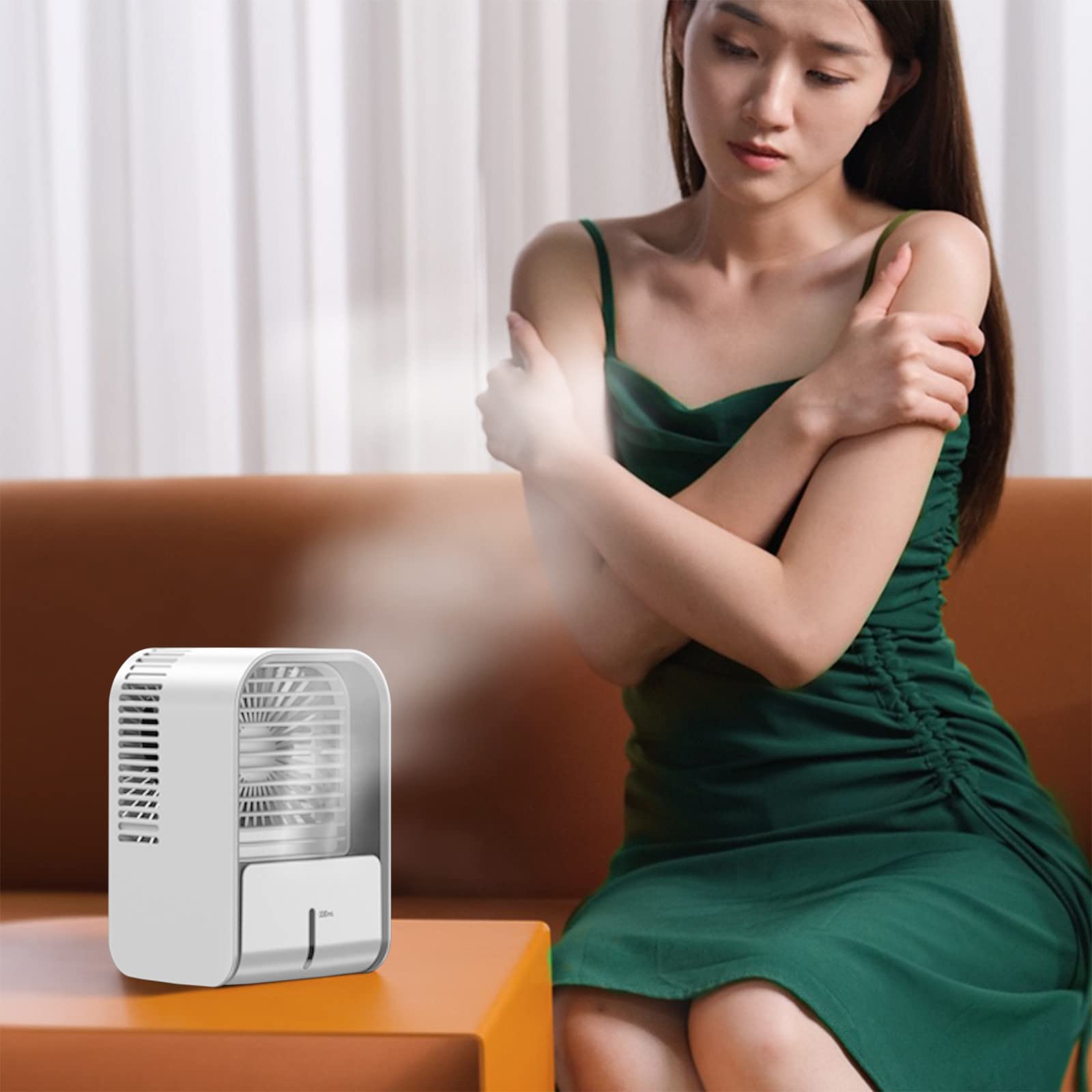 Portable Air Conditioner Fan - 3-Speed Mini Evaporative Air Cooler with USB Charging, Personal Cooling Fan & Humidifier for Dorm, Office, Bedroom (White) | Perfect for Summer, Small Spaces & Hot Weather Relief