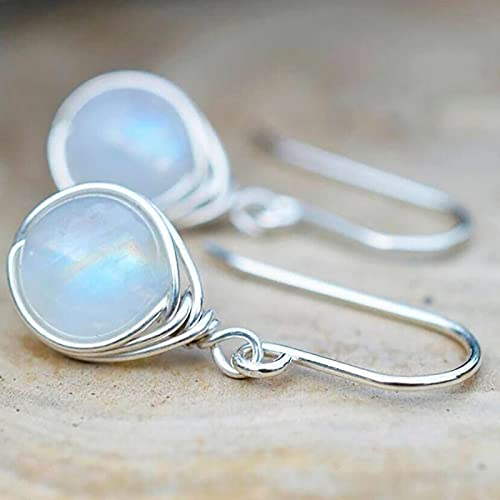 Natural Moonstone 925 Sterling Silver Drop Dangle Earrings for Women - Elegant Hoop Earrings with Lapis, Turquoise & Rose Quartz | Perfect for Weddings, Parties & Everyday Wear