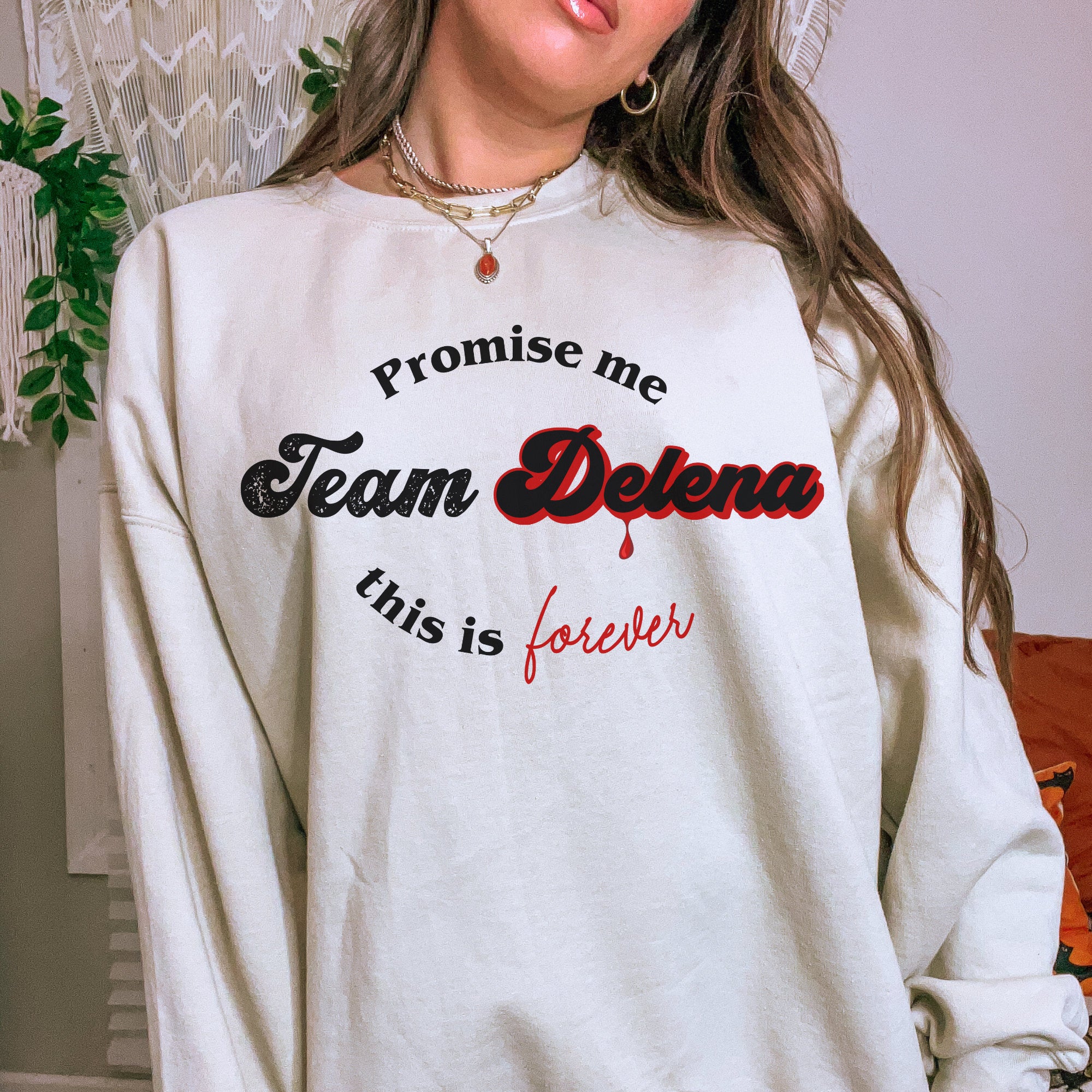 Team Delena Sweatshirt | The Vampire Diaries TVD Merch | Damon Salvatore Inspired Apparel | Perfect TVD Fan Gift for Birthdays & Cosplay