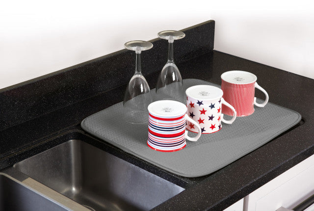 Premium Silicone Dish Drying Mat - Non-Slip, Absorbent Kitchen Counter Mat for Dishes, Cups & Utensils | Perfect for Countertop Protection & Drying Rack Alternative | Ideal for Small Kitchens & RV Use