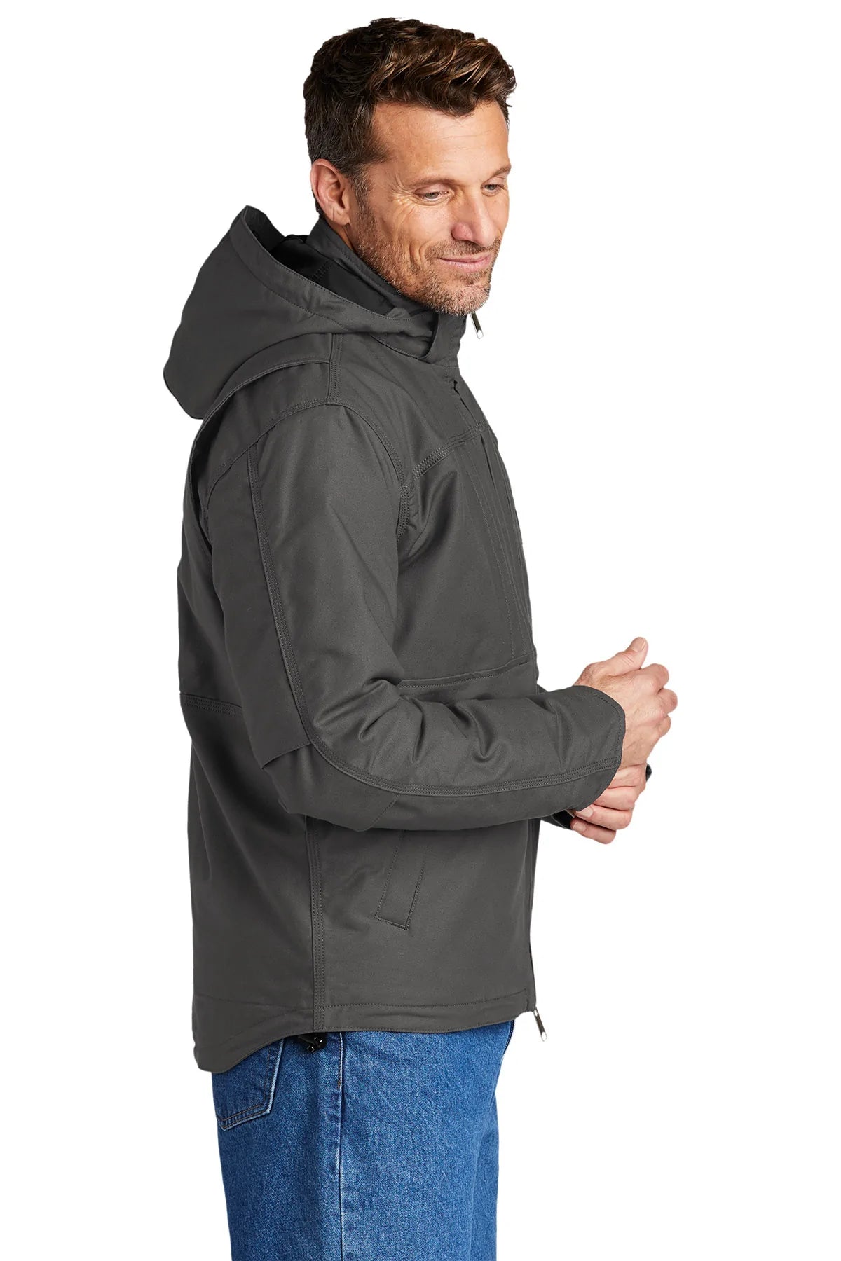 Carhartt Full Swing Cryder Jacket for Men - Water-Resistant Work Jacket with Branded Logo, Shadow Grey - Ideal for Construction, Outdoor Work & Heavy-Duty Activities