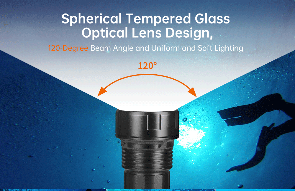 Orcatorch D950V 2.0 10500 Lumens Professional Underwater Dive Light - Scuba Diving, Night Fishing, Cave Exploration Torch Flashlight