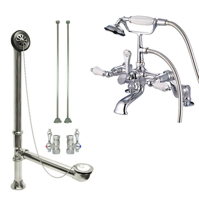 Chrome Deck Mount Clawfoot Bathtub Faucet with Hand Shower - Vintage Style Bathroom Fixture for Freestanding Tubs | Perfect for Bathroom Renovation & Luxury Spa Experience