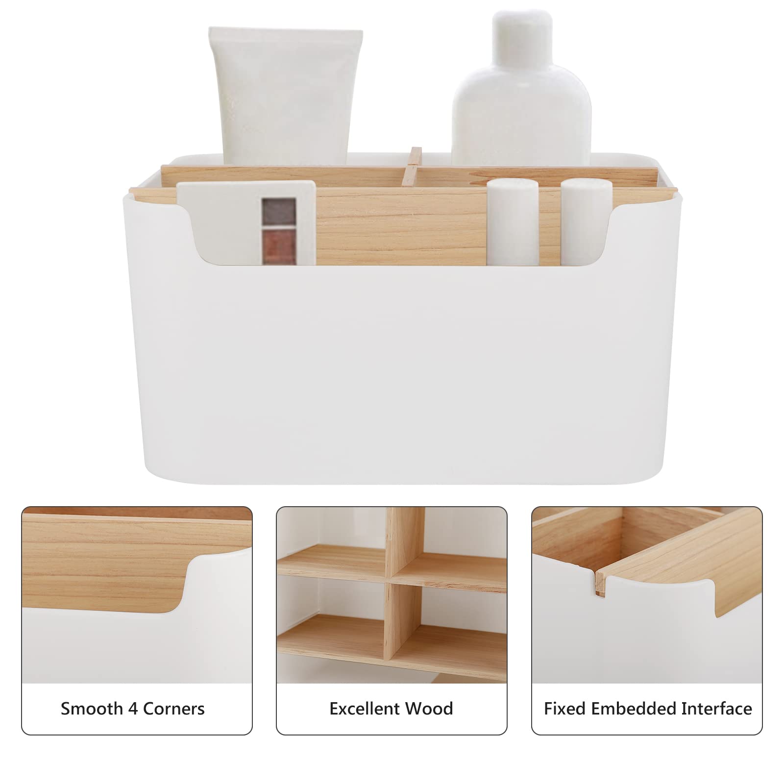 Segarty Bamboo Desk Organizer with Detachable Pen Holder - Modern Desktop Storage Box for Office & Home - Pencil Holder, Remote Control Organizer, Cell Phone Box - Perfect for Workspace & Home Office Organization