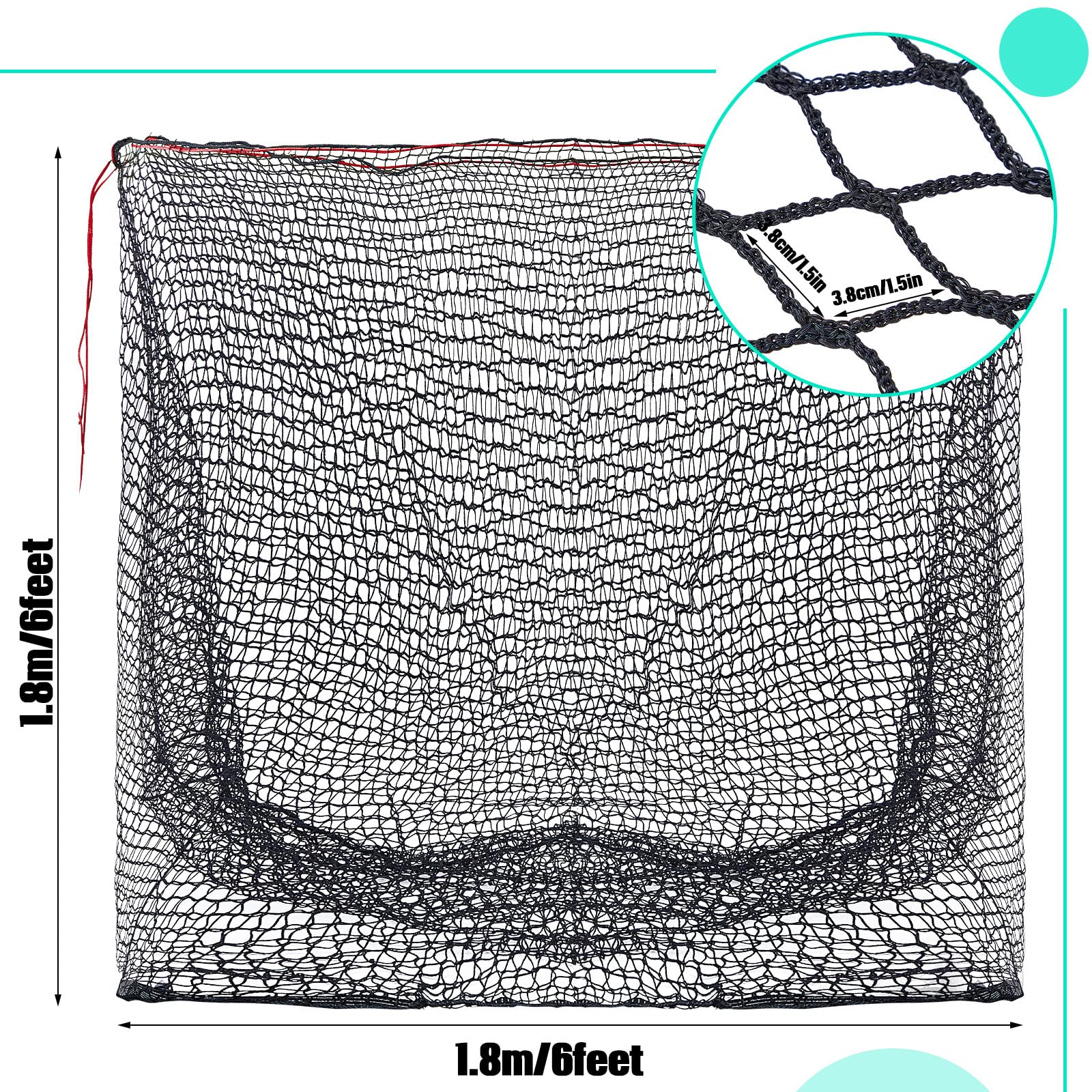 Slow Feed Hay Net for Horses, Goats & Cattle - 5mm Thick Knotless Round Bale Feeder Bag (6x6 Ft) - Durable Black Hay Bale Net for Equine Stalls, Barn Decoration & Pasture Feeding
