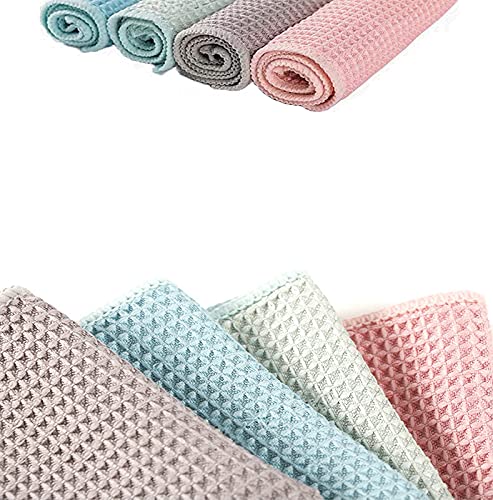 Premium 8-Pack Waffle Weave Microfiber Cleaning Cloths - Ultra Absorbent Kitchen Dish Towels (12