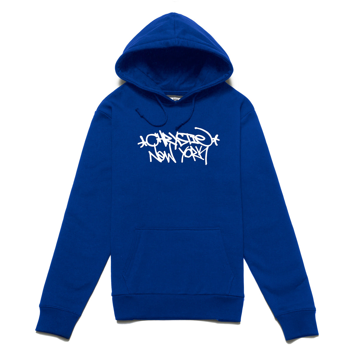 Chrystie NYC Tag Logo Hoodie - Royal Blue Pullover Sweatshirt for Men & Women | Casual Streetwear, Loungewear & Winter Fashion