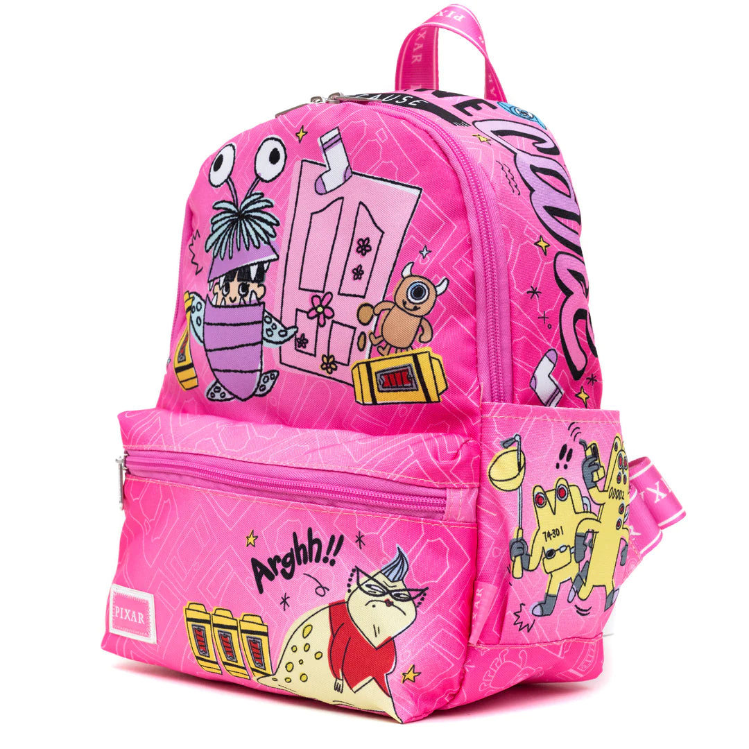 Monsters Inc 13 Inch Mini Backpack for Kids - Lightweight Nylon School Bag with Adjustable Straps - Perfect for School, Travel & Disney Theme Park Visits