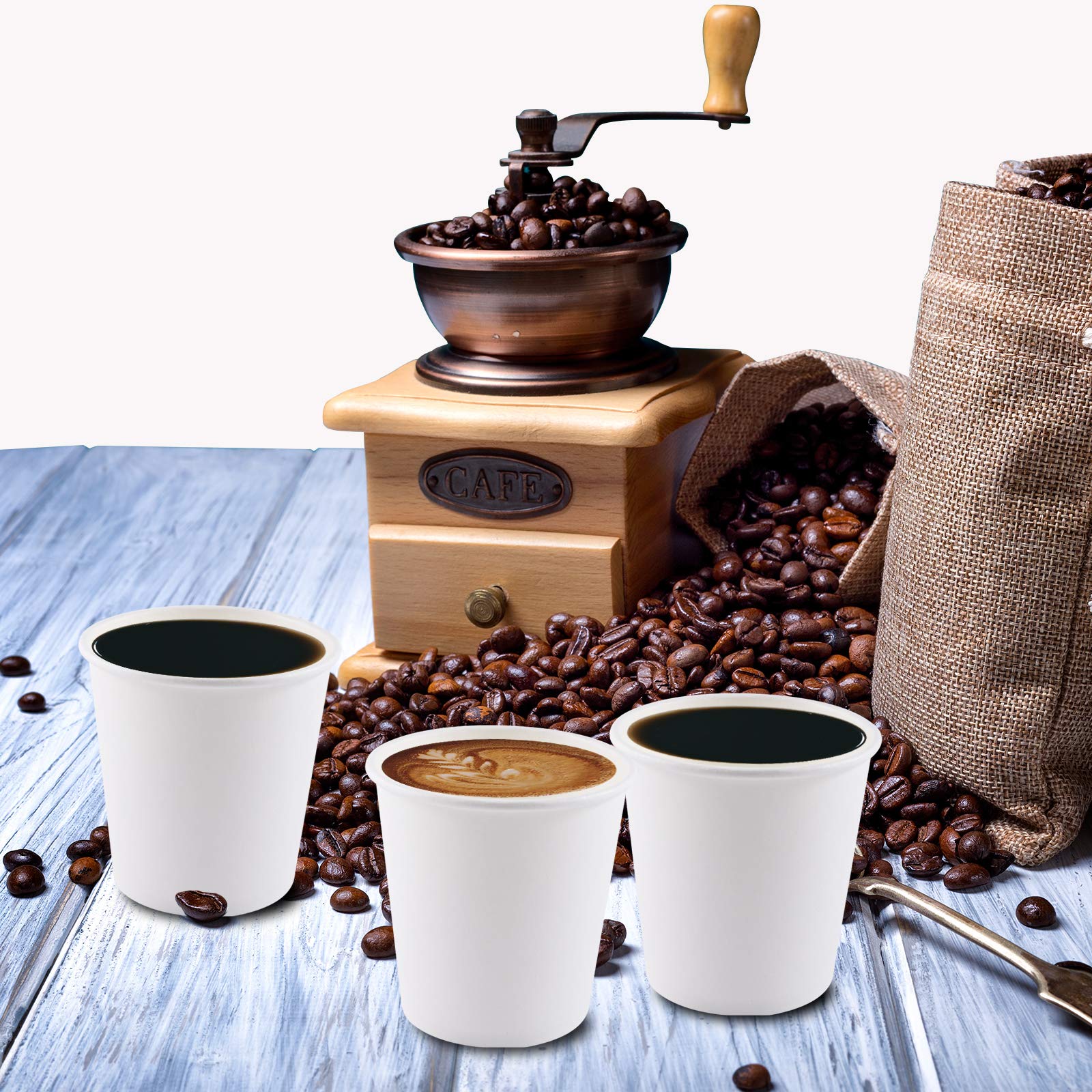 Turbo Bee 300-Pack 4oz Disposable Paper Cups for Hot & Cold Beverages - Small Drinking Cups for Coffee, Tea, Water, Mouthwash & Bathroom Use - Perfect for Parties, Offices & Home