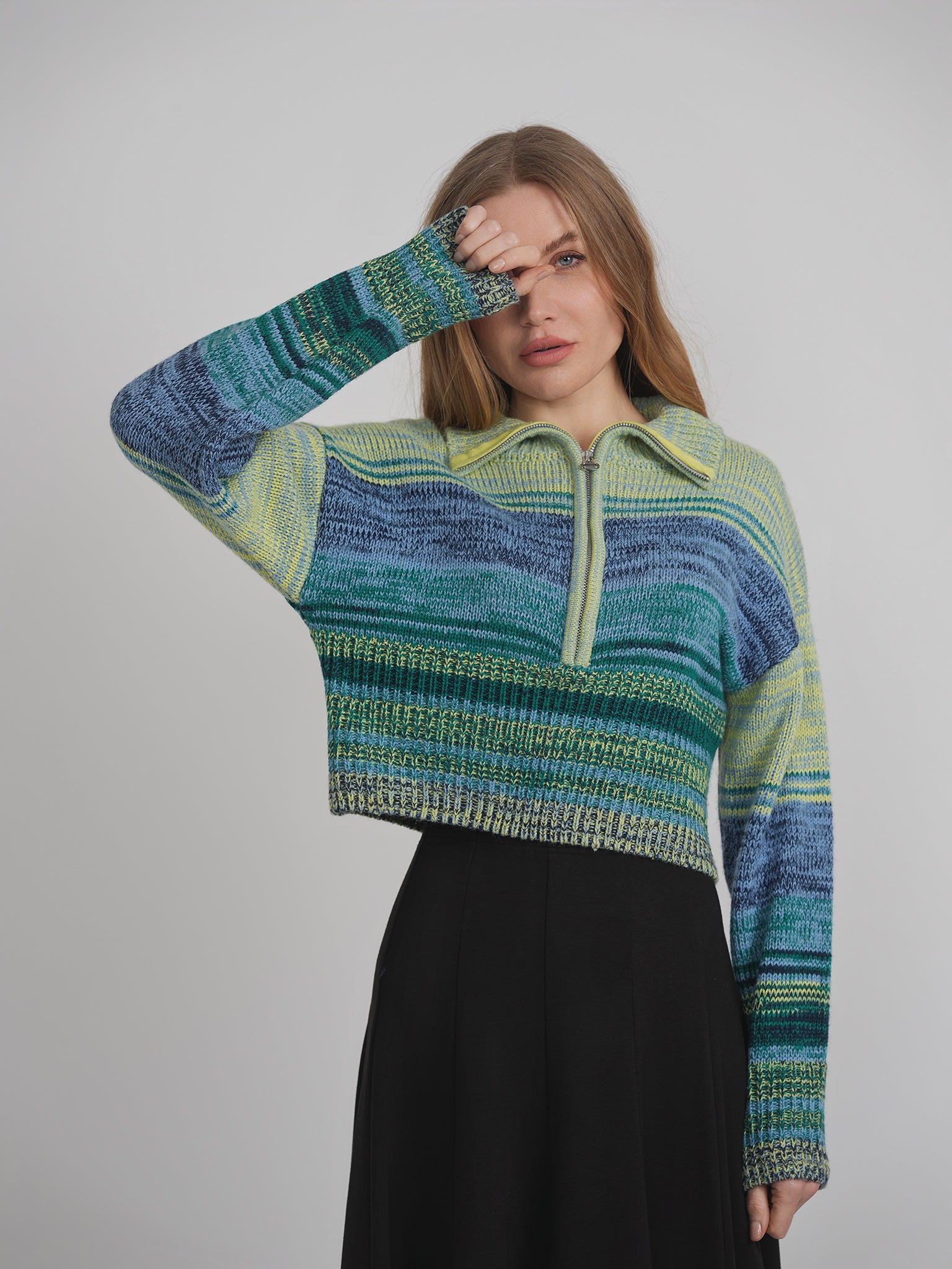 Stylish Multicolor Drop Shoulder Sweater for Women - Cozy Oversized Knit Pullover - Perfect for Fall, Winter & Casual Outings
