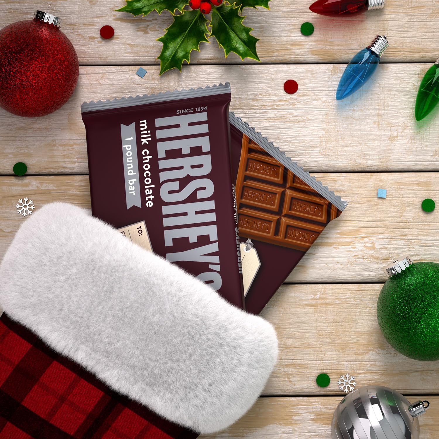 HERSHEY'S Milk Chocolate Candy Bar - 1 lb Bulk Size for Gifts, Baking & Snacking | Perfect for Holidays, Parties & Desserts
