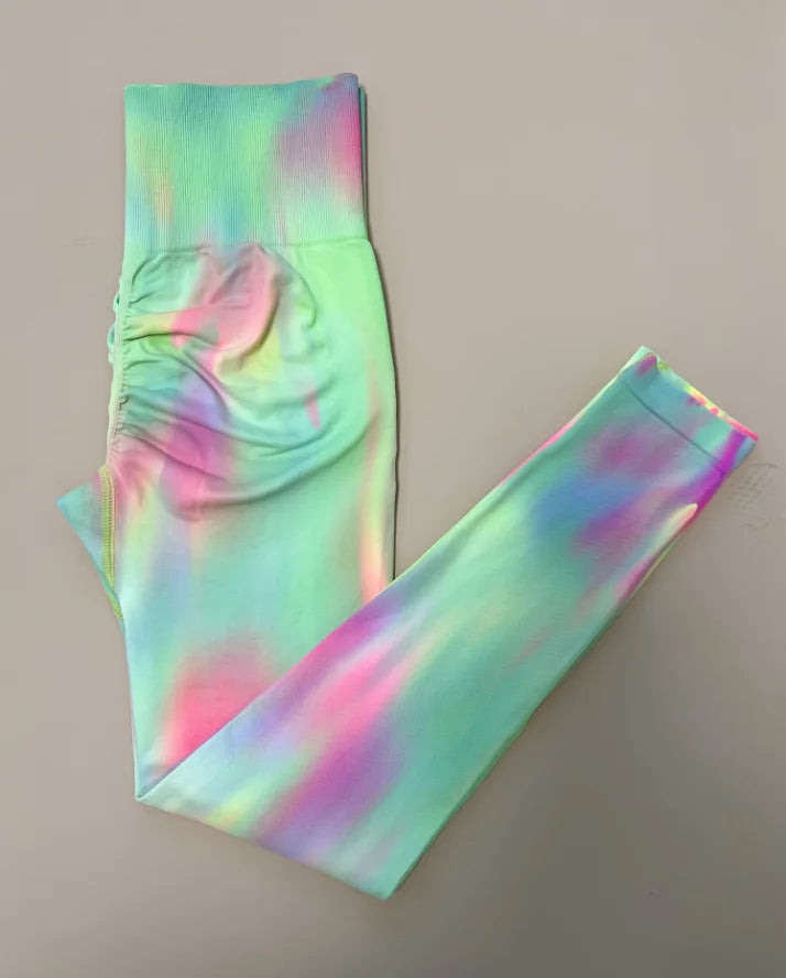 Tie Dye Seamless High Waist Yoga Leggings for Women - Booty Lifting Workout Pants with Scrunch Butt Design - Stretchy Gym Tights for Running, Fitness & Lounge Wear