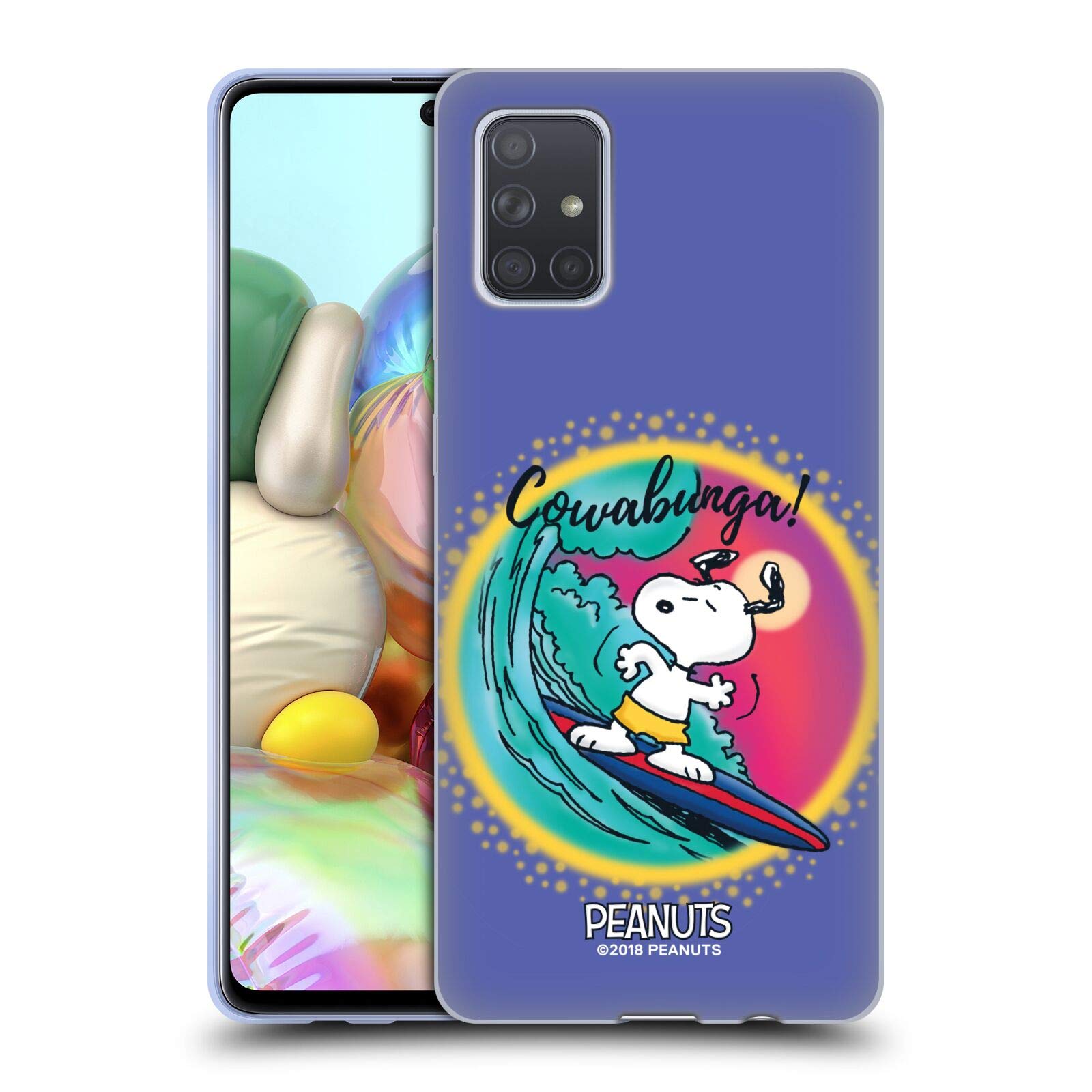 Peanuts Cowabunga Surf Snoopy Airbrush Soft Gel Case for Samsung Galaxy A71 (2019) - Officially Licensed by Head Case Designs, Perfect for Beach Days and Summer Adventures