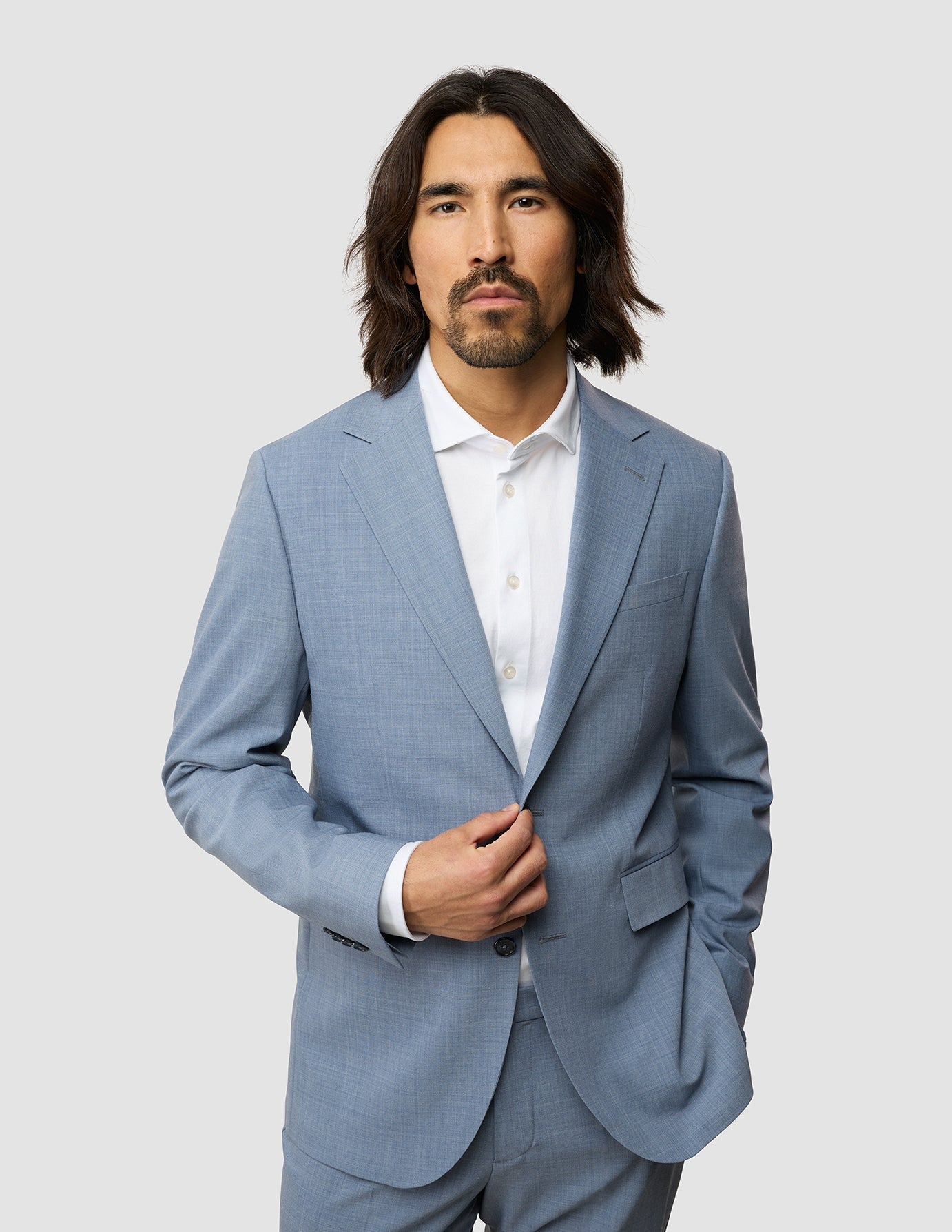Tech Wool Blazer for Men - Light Blue Slim Fit Business Jacket - Perfect for Office Wear & Formal Occasions