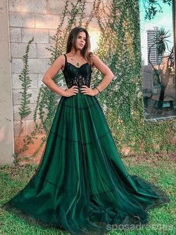 Elegant Green A-Line Spaghetti Strap Long Prom Dress for Women – Affordable Formal Gown for Dances, Parties & Special Occasions | Perfect for Homecoming, Graduation & Evening Events