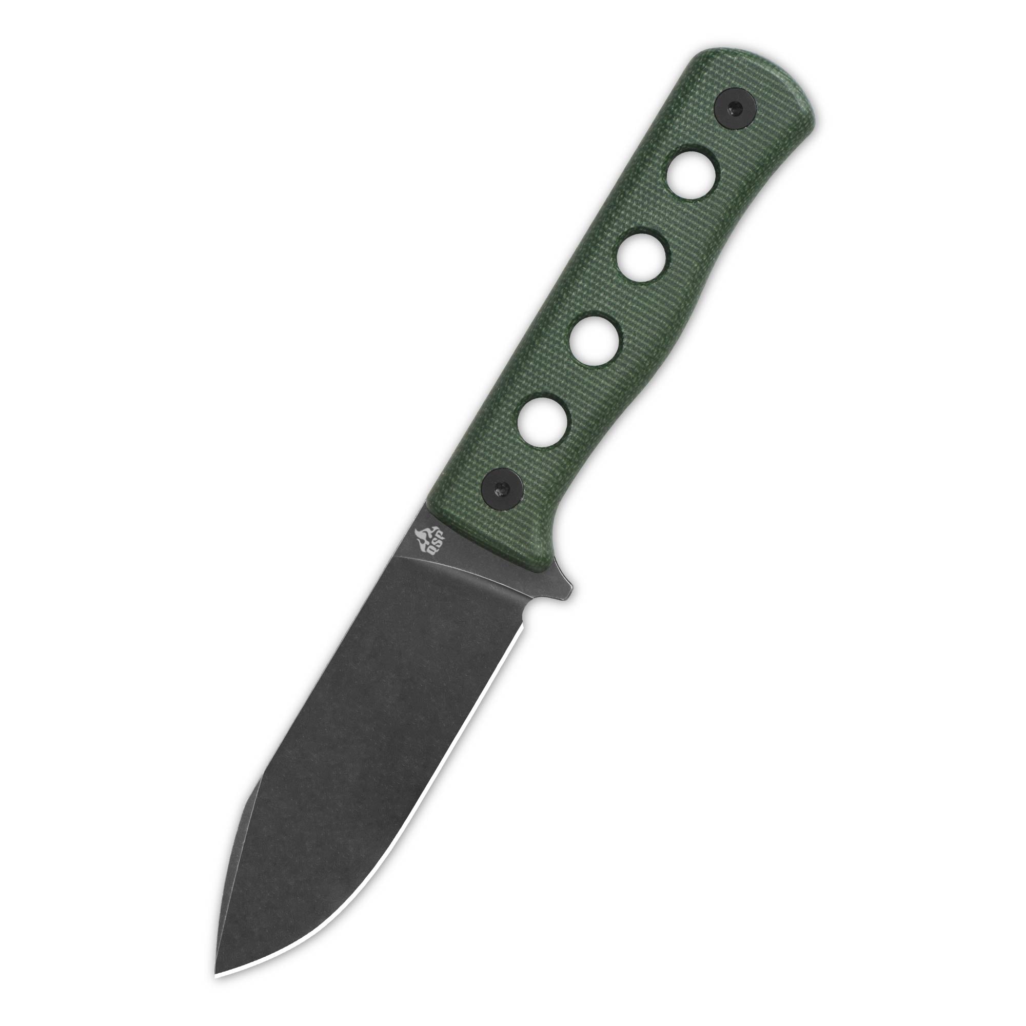 QSP Canary Fixed Blade Knife - Cr8Mo2VSi(DC53) Steel Blade with Green Micarta Handle - Hunting, Camping & Outdoor Survival Knife