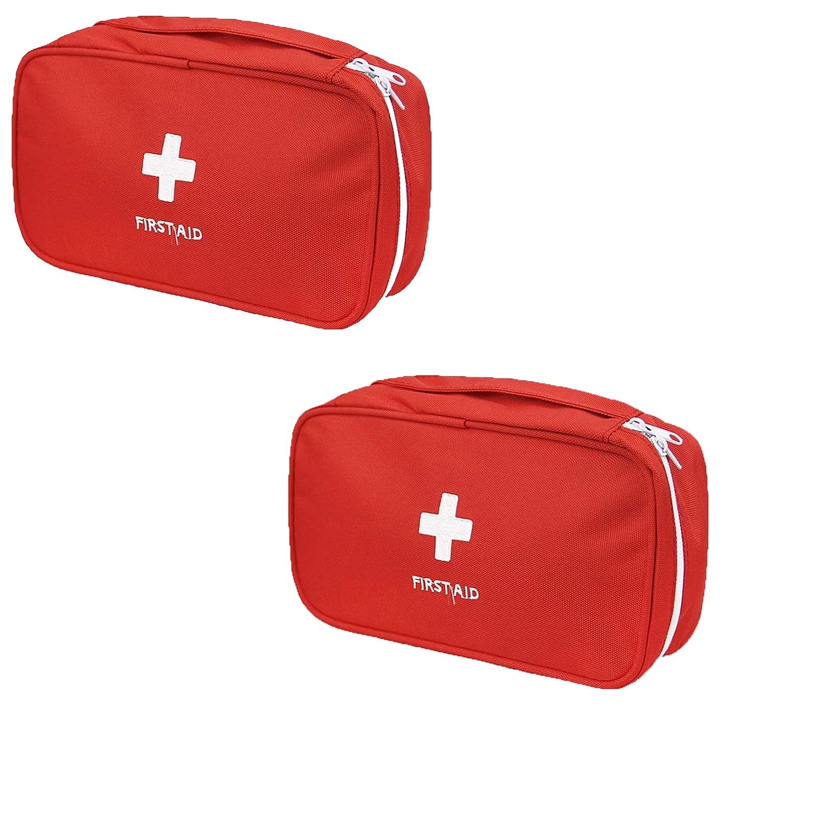 First Aid Kit Bag Empty - Portable Medical Storage Pouch for Home, Outdoor, Travel, Camping & Hiking (2-Pack Red Bags) - Perfect for Emergency Preparedness & On-the-Go First Aid Organization