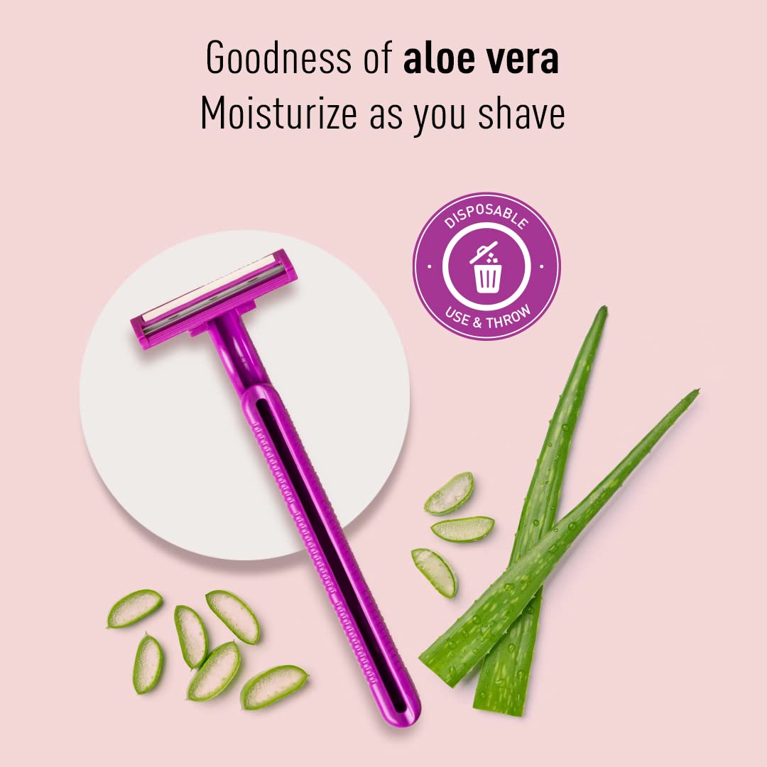 Sirona Women's Disposable Razors for Smooth Skin - 5 Pack with Aloe Vera for Sensitive Areas, Legs, Arms & Bikini Line - Perfect for Travel, Gym & Quick Hair Removal at Home