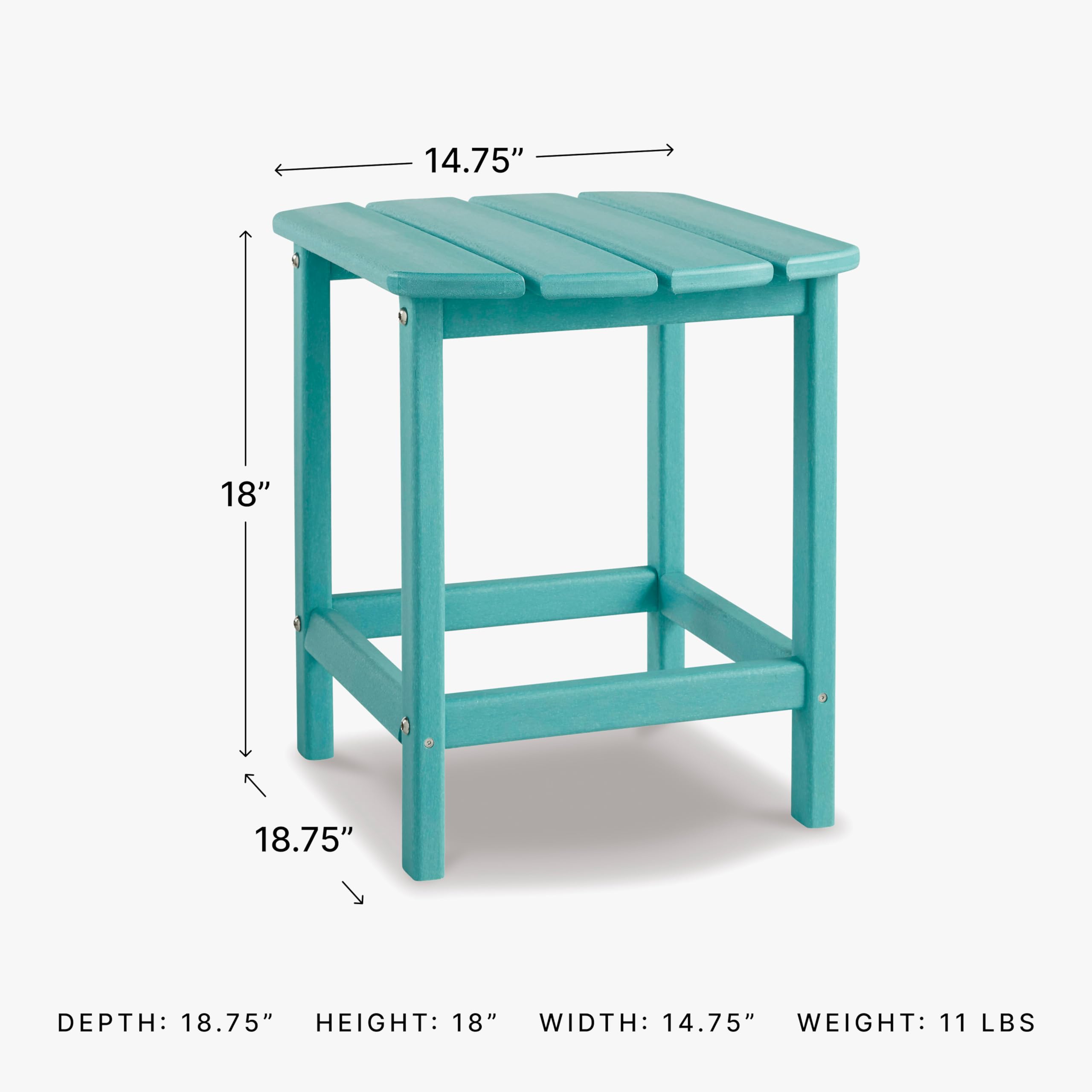 Signature Design by Ashley Sundown Treasure Outdoor Patio HDPE Weather Resistant End Table - Blue - Perfect for Poolside, Garden, or Deck Decor