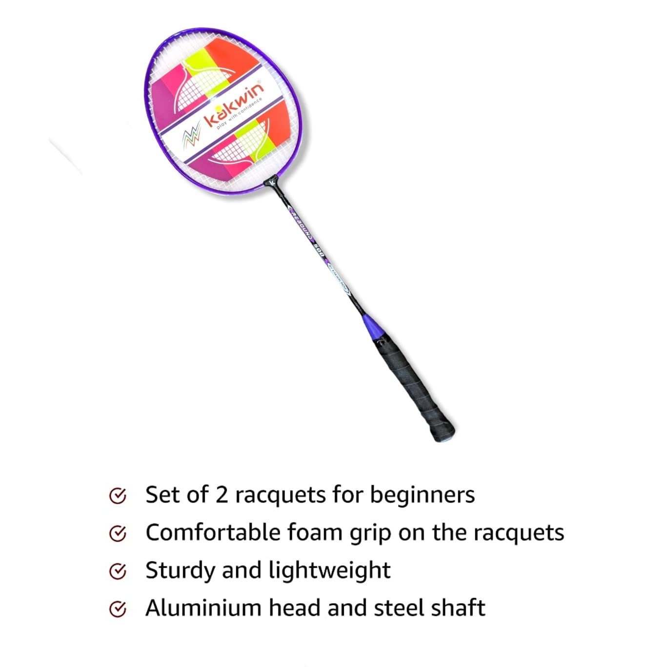 Kakwin Rebound 500 Wide Body Badminton Rackets with 3 Shuttlecocks - Professional Grade Rackets for Indoor & Outdoor Play, Training, and Competitive Matches