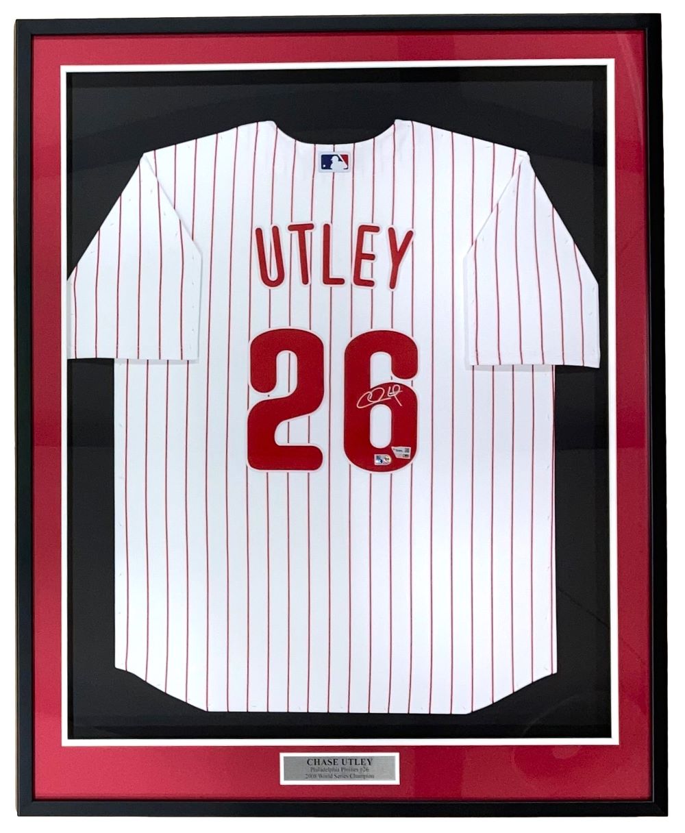 Chase Utley Autographed Philadelphia Phillies Nike Limited Jersey - Framed Memorabilia for Baseball Fans & Collectors - Perfect for Man Cave, Sports Bar, or Gift for Phillies Fans