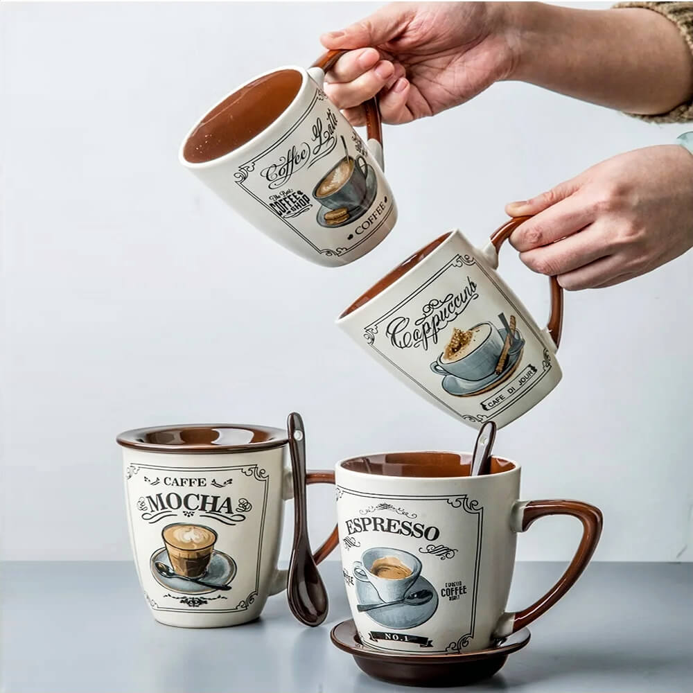 Premium Ceramic Coffee Mug with Lid - Insulated Travel Mug for Hot & Cold Drinks - Perfect for Office, Home & Outdoor Use